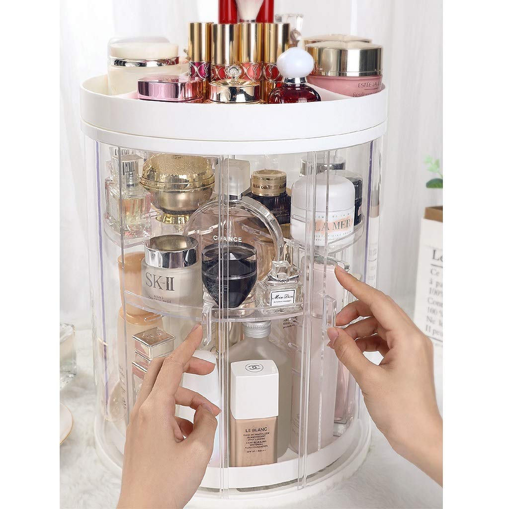 360° Rotating Acrylic Makeup Organizer Turntable - Clear Dust-Proof Cosmetic Storage Rack for Lipstick, Skincare & Beauty Products | Perfect for Vanity, Bathroom Countertop & Dressing Table Organization