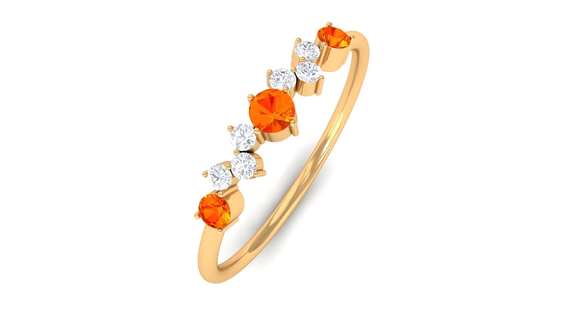 0.25 CT Certified Orange Sapphire and Diamond Ring for Women - 14K Solid Gold Minimalist Promise Ring - Perfect for Engagement, Anniversary & Special Occasions