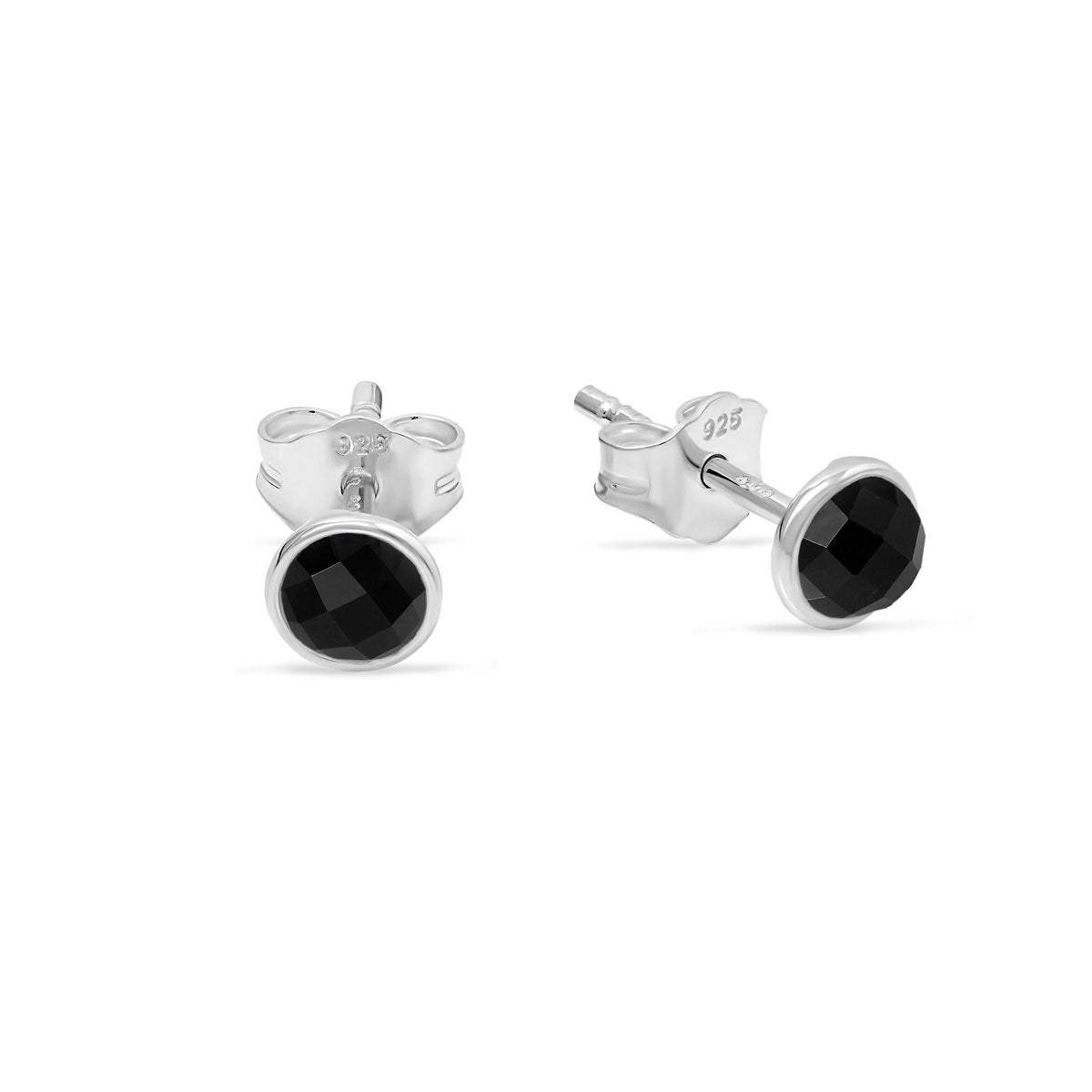 Elegant Round Onyx Stud Earrings for Women - Hypoallergenic Sterling Silver Earrings for Everyday Wear & Special Occasions
