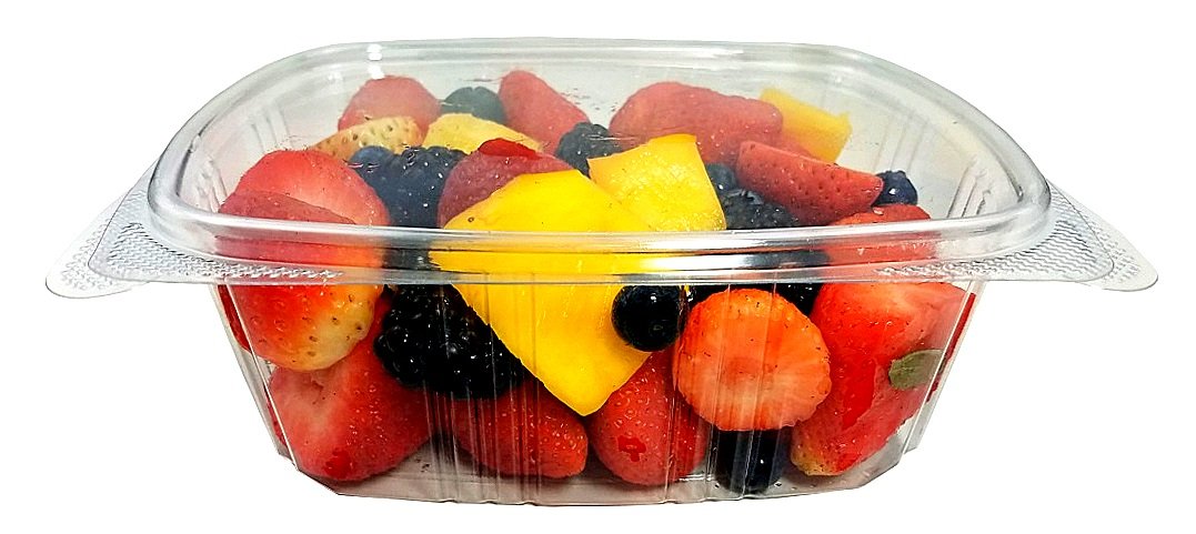 32oz BPA-Free RPET Food Containers with Hinged Lids for Meal Prep & Fruit Storage (Pack of 100) - Ideal for Delis & Catering