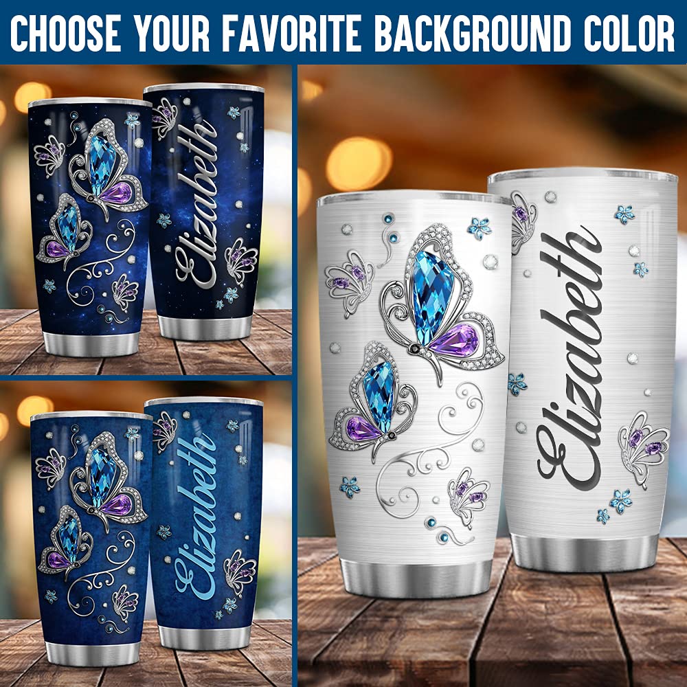 Personalized Butterfly Stainless Steel Vacuum Insulated Tumbler with Lid - Custom Name 20oz & 30oz Double Wall Insulated Coffee Cup for Gym, Travel, Office | Keeps Drinks Hot/Cold for Hours | Perfect Gift for Birthdays, Holidays & Special Occasions