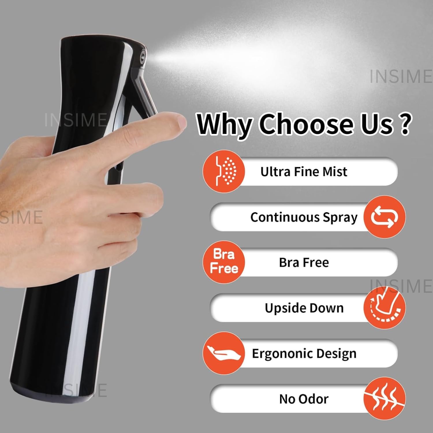 INSIME Nano Mist Spray Bottle for Hair & Face - Premium Salon Quality Water Mist Sprayer for Women & Men - Small Empty Refillable Bottle for Hair Care, Facial Toner & Makeup Setting (Transparent) - Perfect for Travel, Gym & Daily Skincare Routine