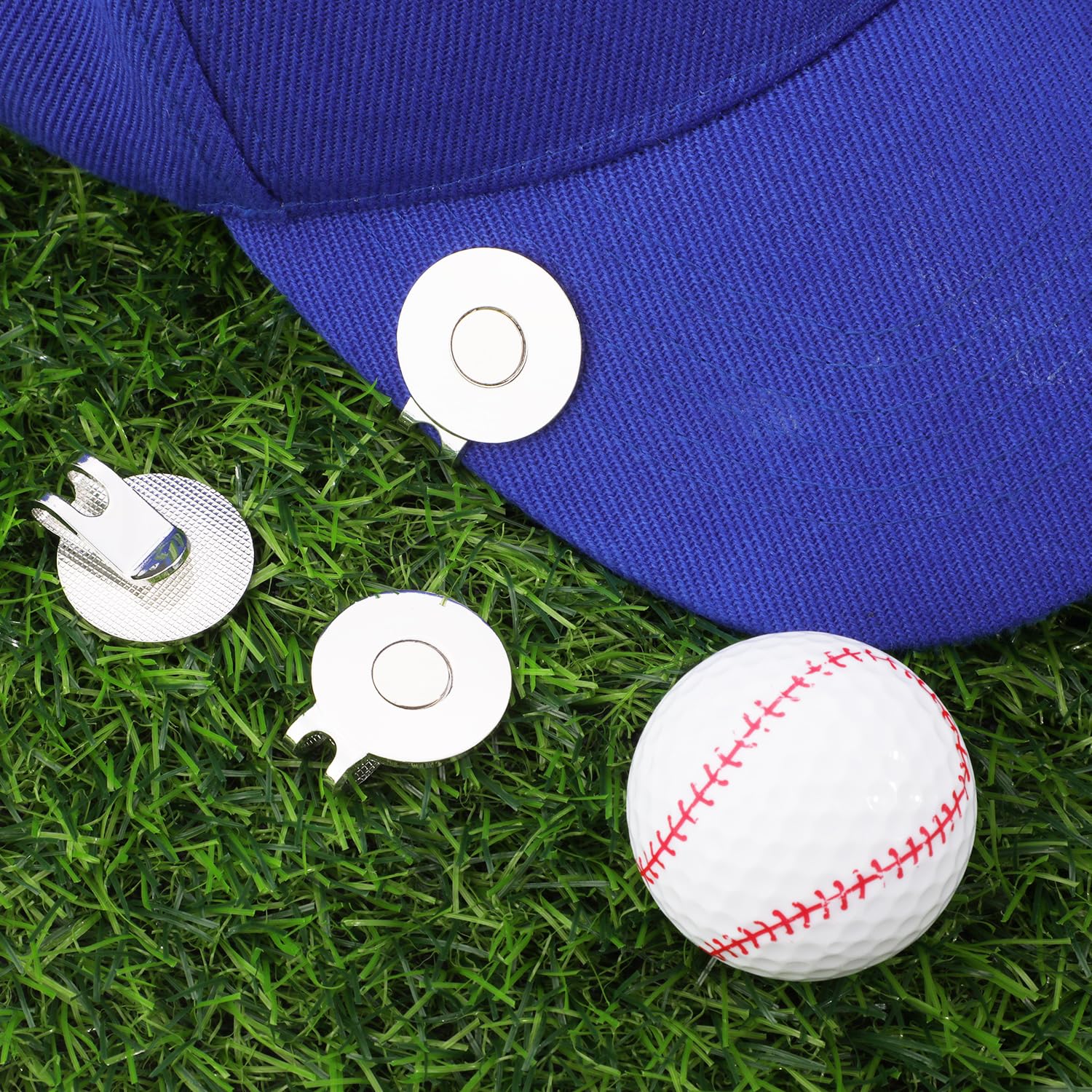 6pcs Magnetic Golf Ball Marker Hat Clips - Strong Metal Ball Marker Holder for Golf Hats, Caps, Pants, Gloves & Belts - Perfect Golf Accessories Gift for Men & Women - Ideal for Golf Tournaments & Practice Sessions