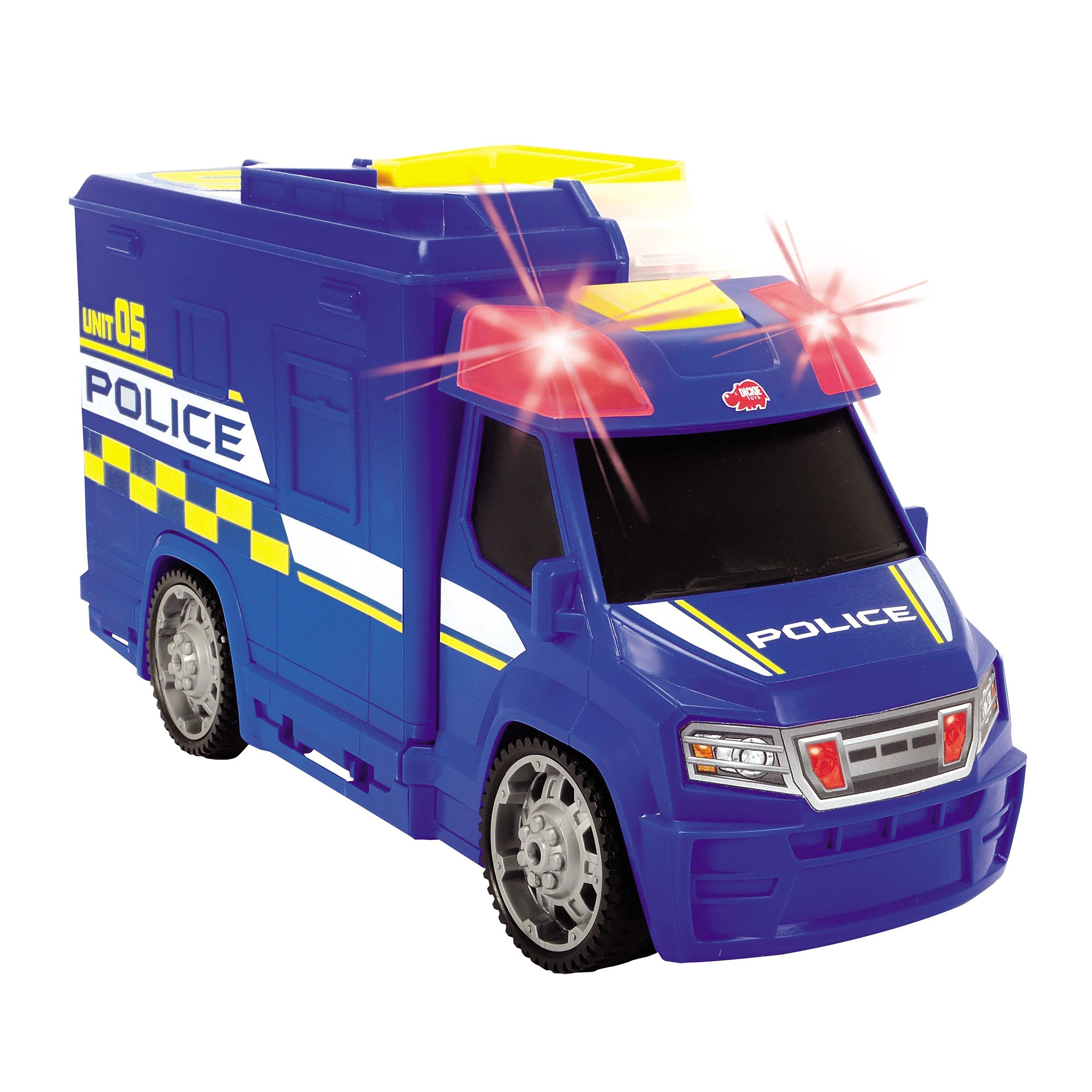 DICKIE TOYS Push and Play SOS Rescue Police Patrol Car - Interactive Toy Vehicle with Lights & Sounds for Kids - Perfect for Pretend Play & Emergency Rescue Role Play Scenarios