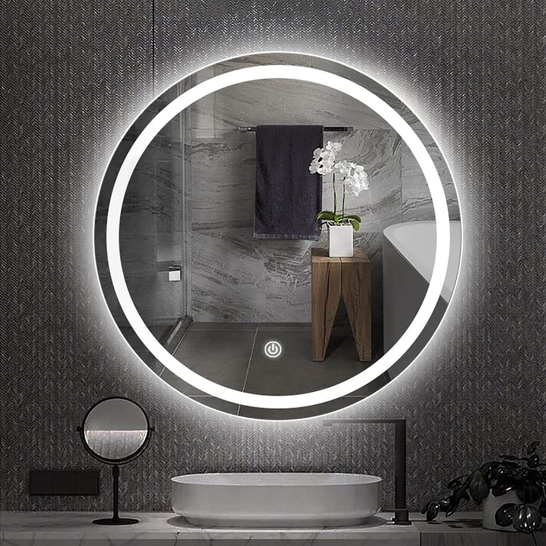 Round LED Bathroom Vanity Mirror with Lights - 24 Inch Polished Frameless Wall Mirror for Bathroom, Vanity & Bedroom (White Light) - Perfect for Makeup, Grooming and Home Decor