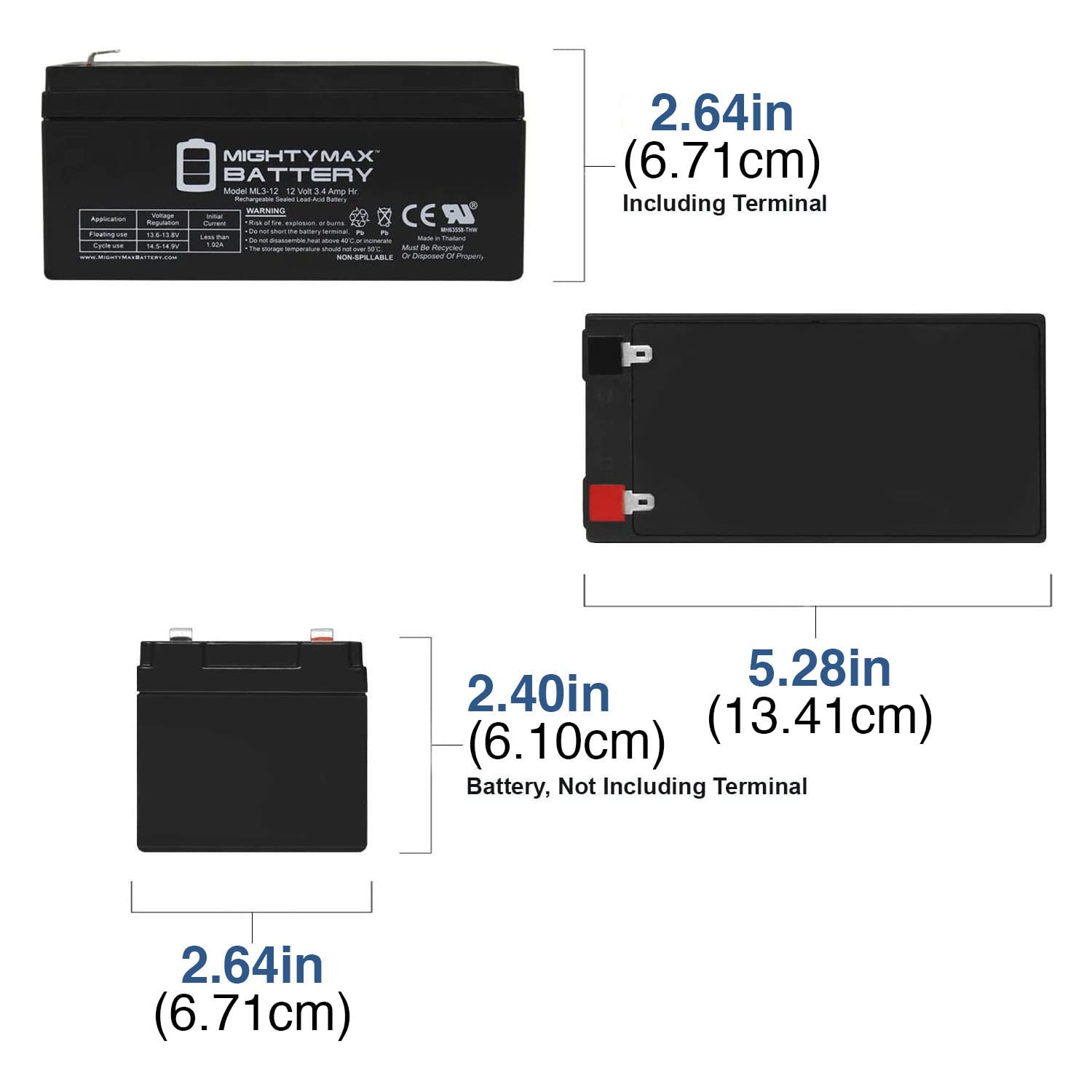 Mighty Max 12V 3AH SLA Replacement Battery for E101T Monitor & Data Electronics - Compatible with 12V Solar Panel Systems - Perfect for Home Security, CCTV, and Backup Power Applications
