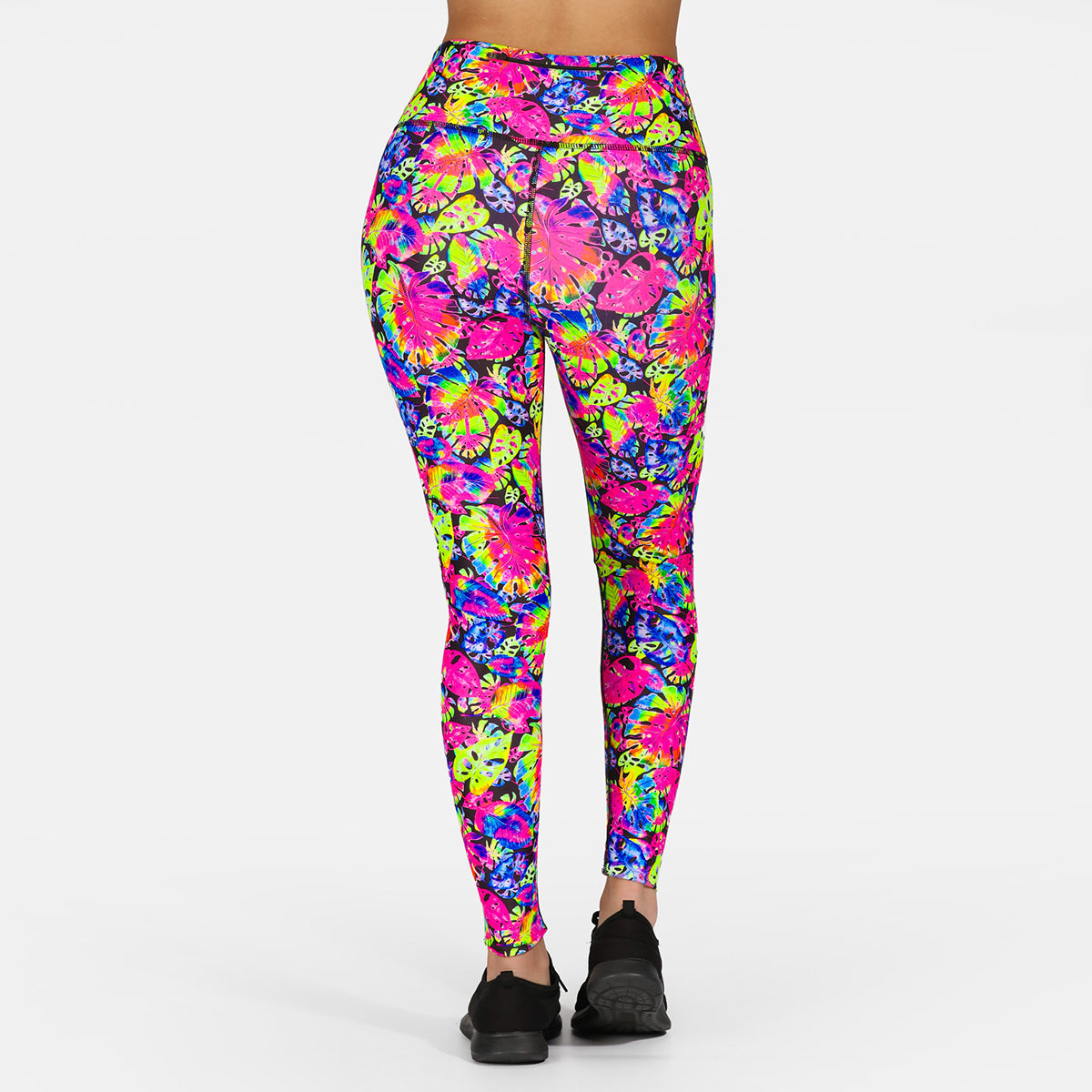 Summer Palm Print Leggings for Women - Trendy High Waist Yoga Pants with Tropical Leaf Design - Perfect for Workout, Beach Vacation & Casual Wear