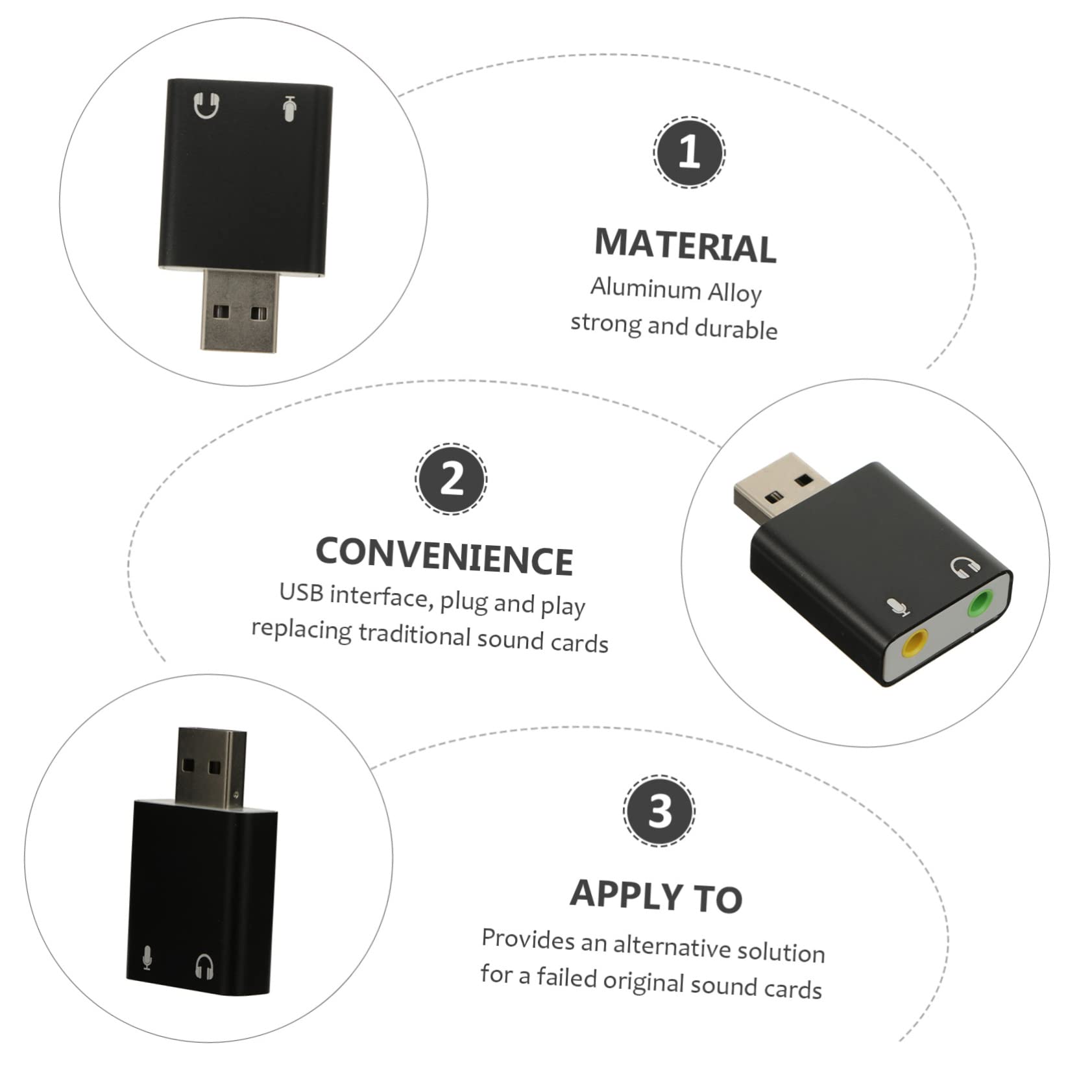 FELTECHELECTR USB External Sound Card for PC & Laptop - Aluminum Alloy USB Audio Adapter with Microphone Input, Stereo Sound Converter for Windows (Perfect for Gaming, Streaming & Online Meetings)