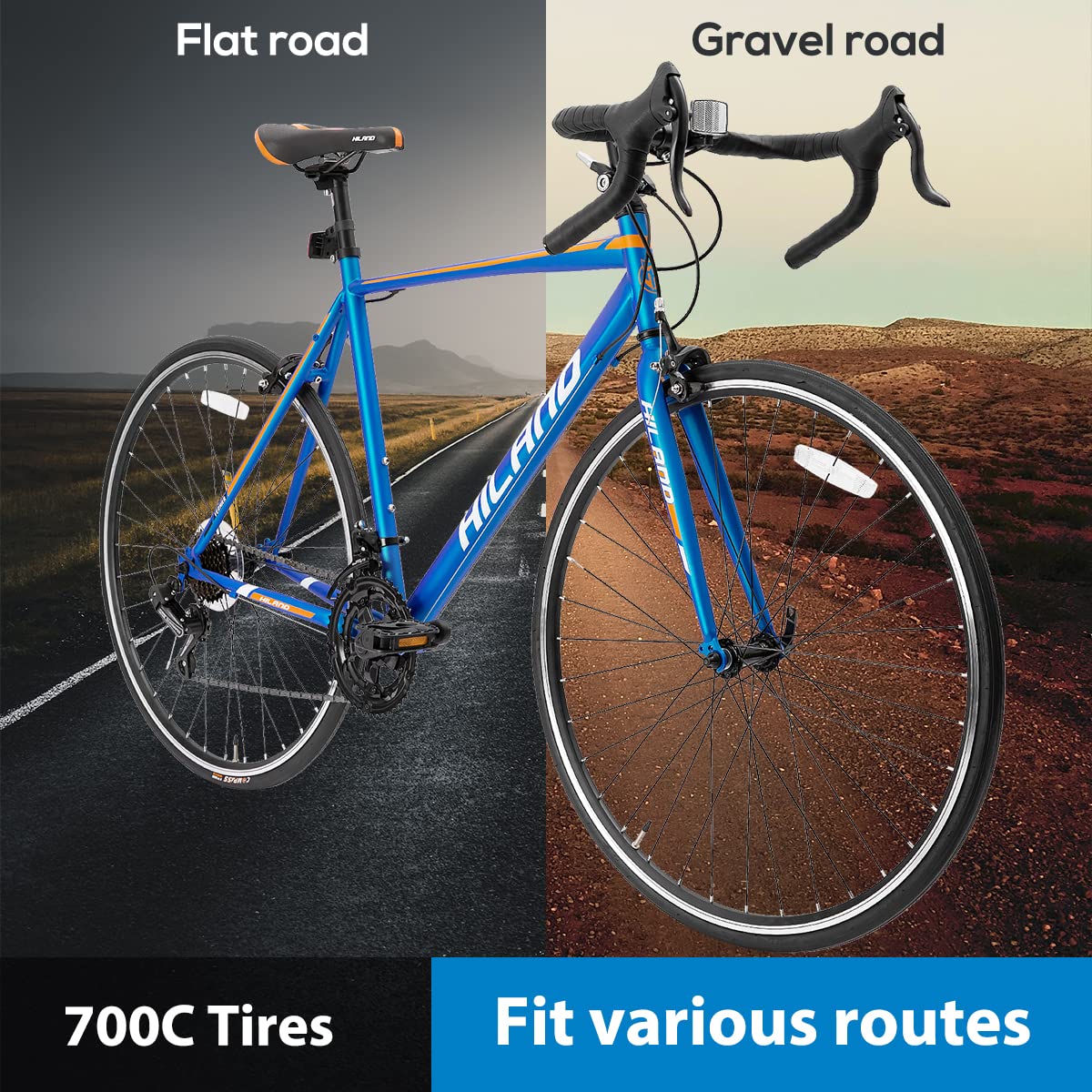 Hiland 700C Commuter Bike for Men & Women - 14-Speed Urban Road Bike with Lightweight Frame - Perfect for City Riding, Daily Commuting & Fitness Cycling