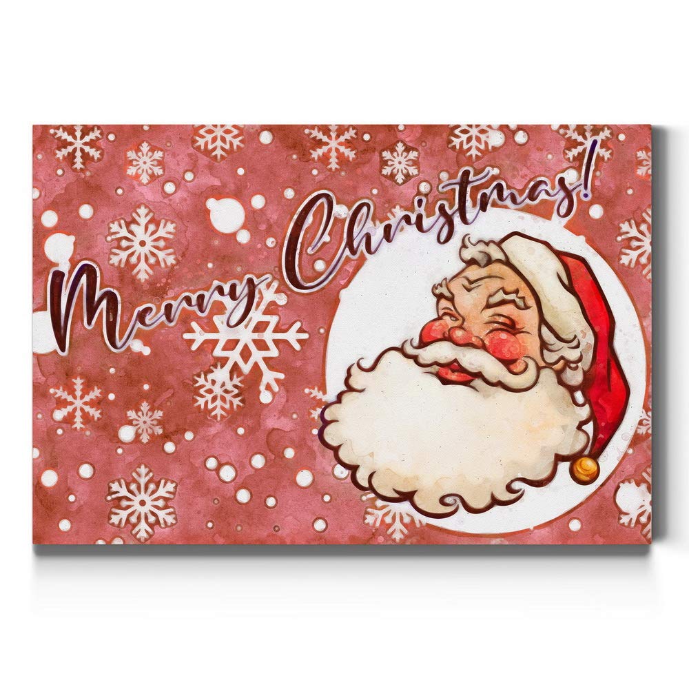 Christmas Canvas Wall Art - Santa Red Holiday Décor 32x48 | Festive Gingerbread House & Hot Chocolate Scene | Perfect for Living Room, Bedroom, or Office Decoration