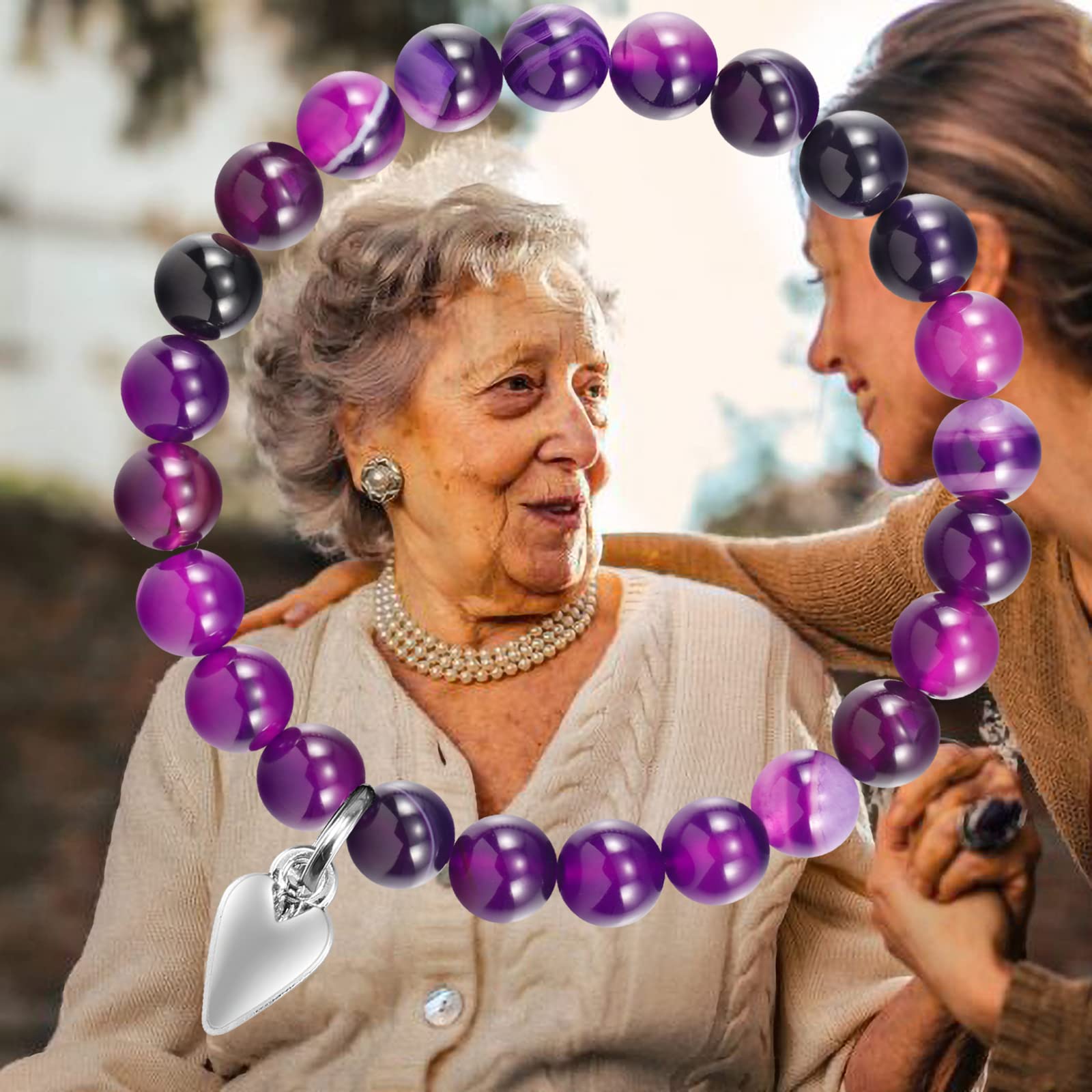 Amethyst Beads 80th Birthday Bracelet for Women - Elegant Jewelry Gift for Mom, Sister, Wife, Grandmother - Perfect 80 Years Old Birthday Present for Her - Great for Parties, Anniversaries & Special Occasions