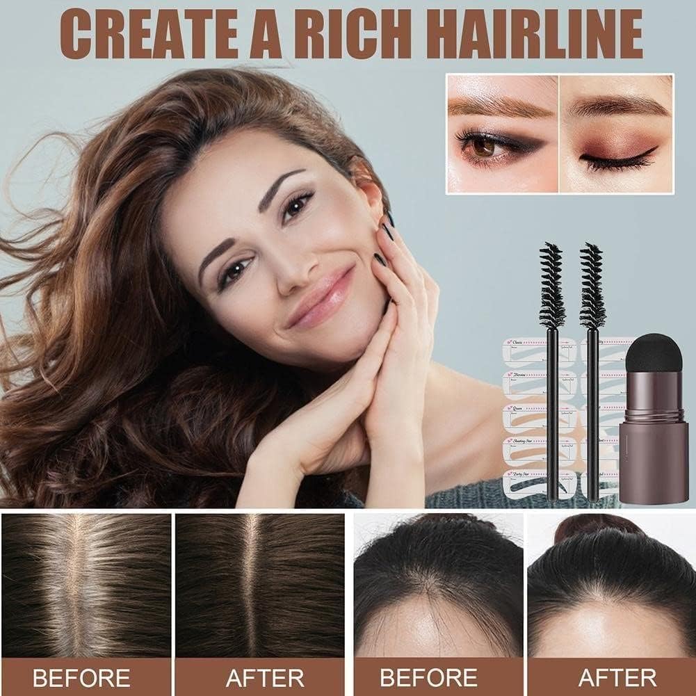 GREEVA Hair Shadow Powder & Hairline Powder Stick - Instant Root Touch-Up for Thinning Hair, Balding & Hair Loss - Quick Cover Hair Fall Concealer (Black) - Perfect for Daily Use, Travel & Special Occasions