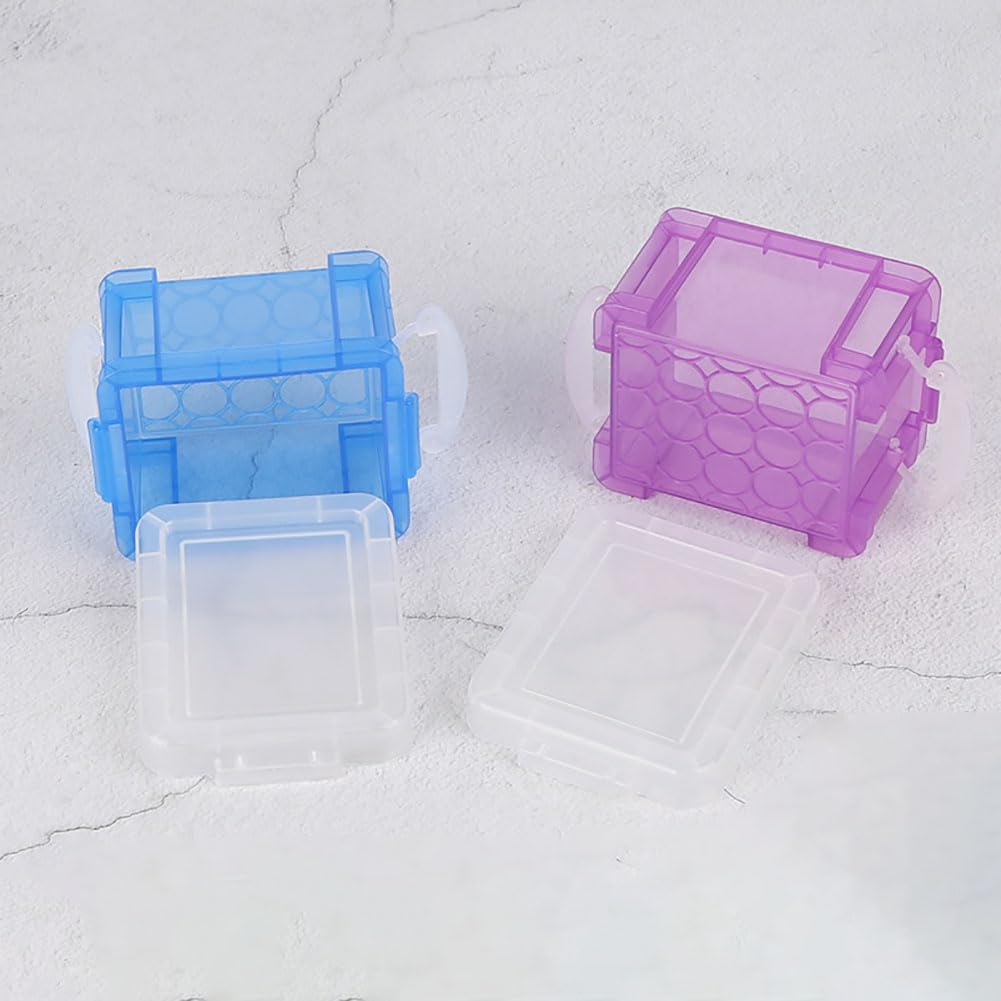 6-Piece Small Plastic Storage Box Set - Mini Rectangle Organizer Containers with Hinged Lids for Beads, Crafts & Small Items | Colorful Clear Cases for Jewelry Making, Office Supplies & Home Organization