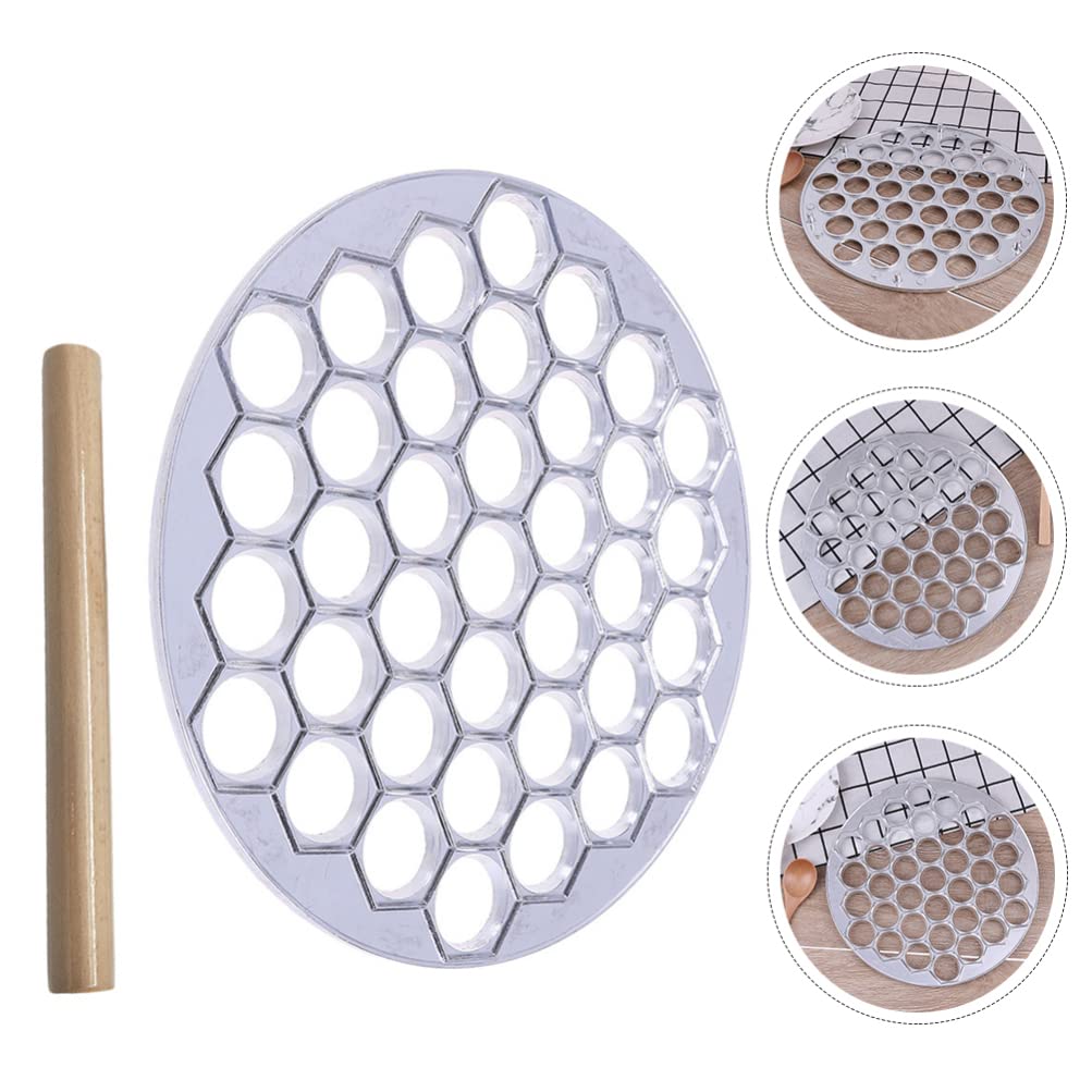 Cabilock 37-Hole Dumpling Maker - Plastic Dumpling Press Mold for Pelmeni, Ravioli & Dumplings - Includes Rolling Pin - Perfect for Homemade Dumplings, Pastry & Kitchen Cooking Tools - Ideal for Family Meals, Party Snacks & Asian Cuisine Preparation