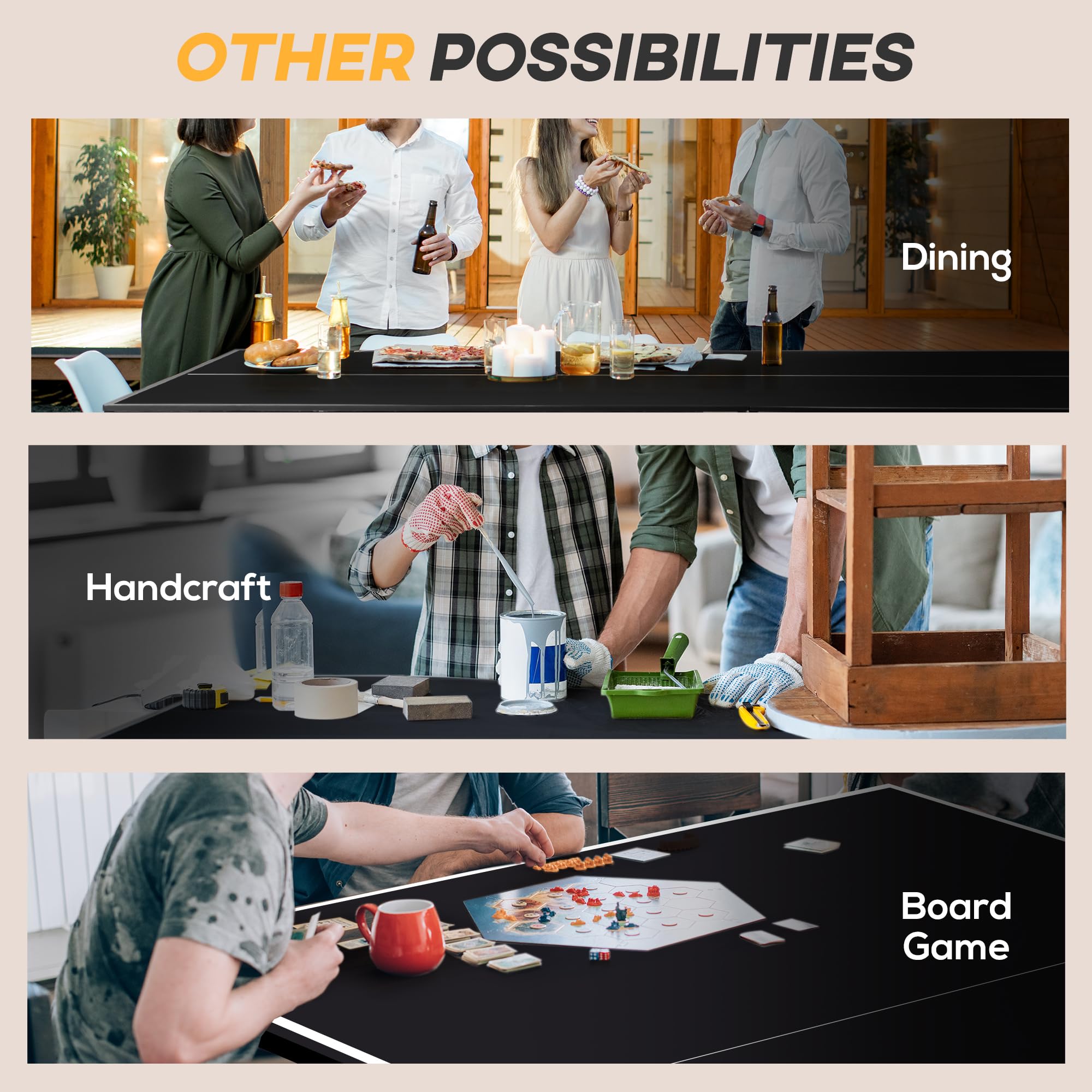 Soozier Full Size Folding Ping Pong Table - Portable Quarter-Fold MDF Table Tennis Set with Net, Paddles & Balls in Charcoal Gray | Indoor & Outdoor Game Room, Basement, Backyard Fun for Family & Friends