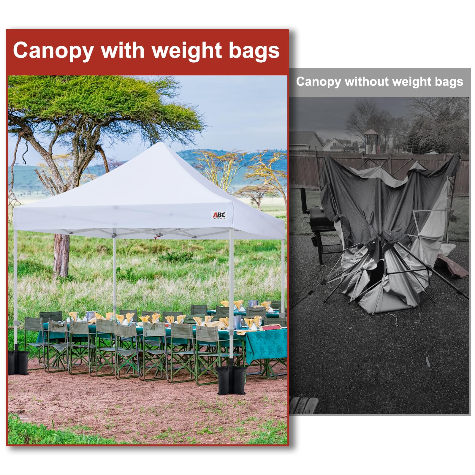 ABCCANOPY 120 LBS Gazebo Tent Sand Bags - Heavy Duty Canopy Weights (4-Pack, Black) for Outdoor Events, Camping & Beach Use