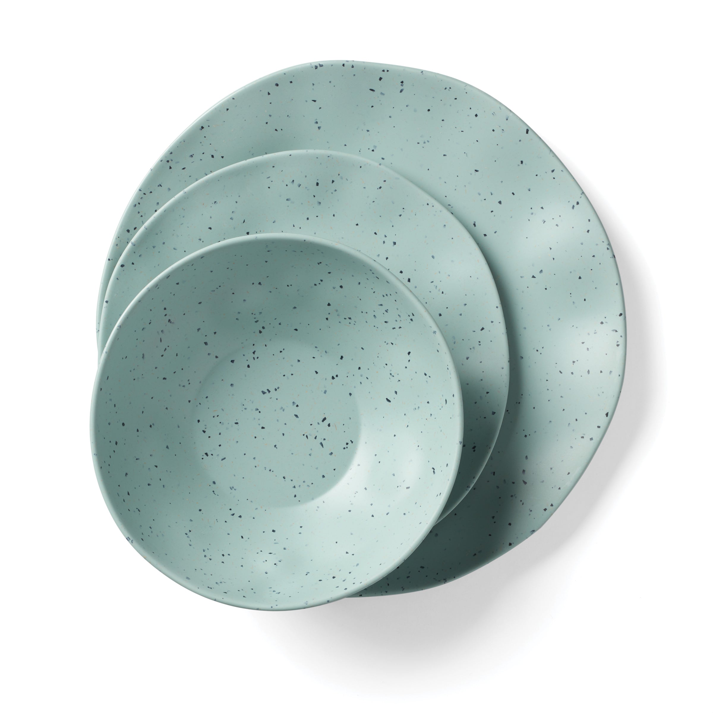Stylish Terrazzo Melamine 12-Piece Dinnerware Set - Mint Green - Durable & Lightweight Plates, Bowls & Mugs - Perfect for Outdoor Dining, Picnics & Everyday Use