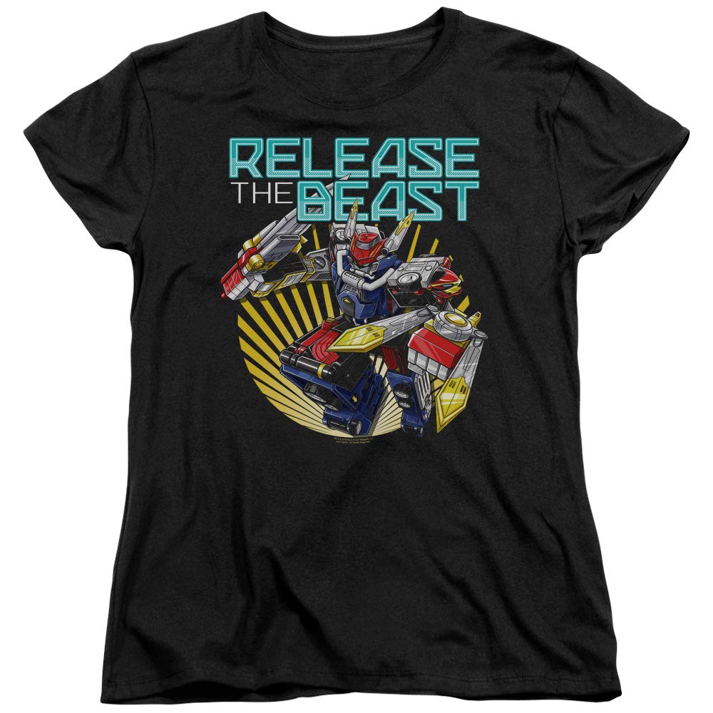 Power Rangers & Beast Morphers Women's Short Sleeve Graphic T-Shirt - Black Medium | Trevco Sportswear | Casual Wear, Cosplay & Superhero Fan Merchandise