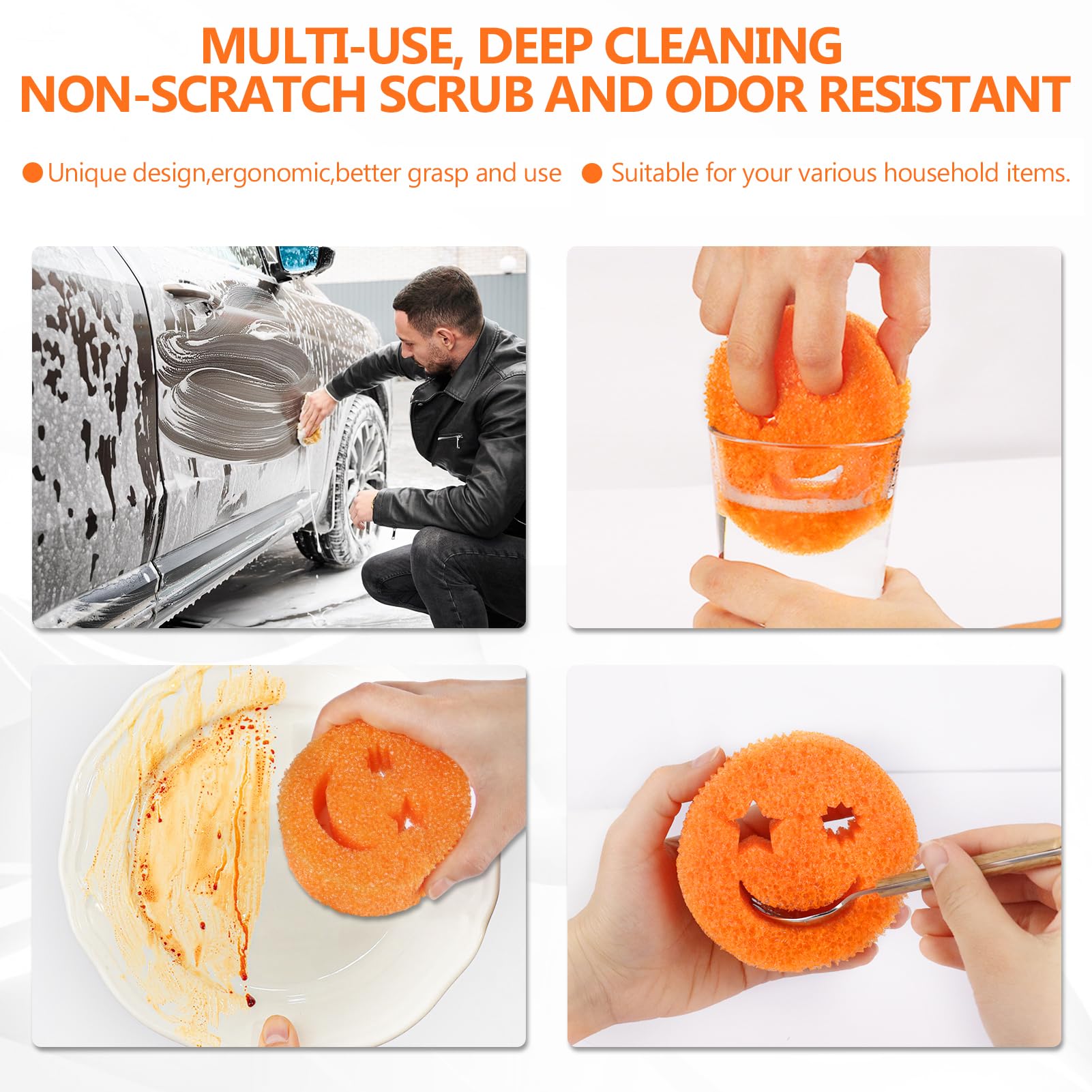 Scratch-Free Dish Sponges (6 Pack) - BPA Free Kitchen & Bath Scrubbers for Odor Control