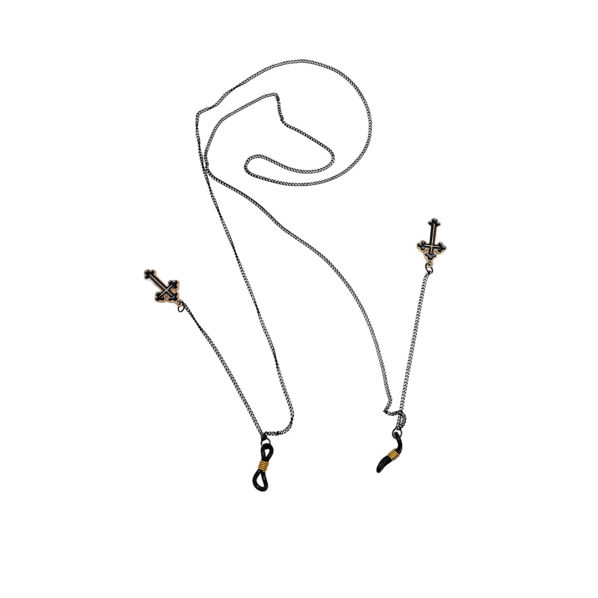 Black Gold Cross Sunglasses Chain - Stylish Eyewear Accessory for Men & Women - Perfect for Outdoor Activities, Beach, and Fashion Statements