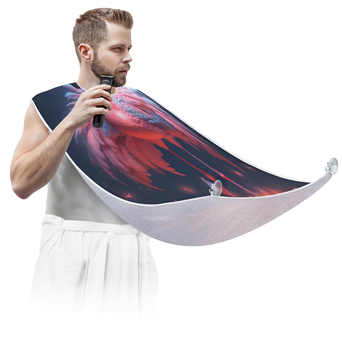 Stylish Flamingo Beard Shaving Bib for Men & Women - Waterproof Hair Dye Apron, Makeup Cape & Barber Accessory - Perfect for Home Grooming, Salon Use & Sink Hair Cleanup (Great Gift for Barbers & Stylists)