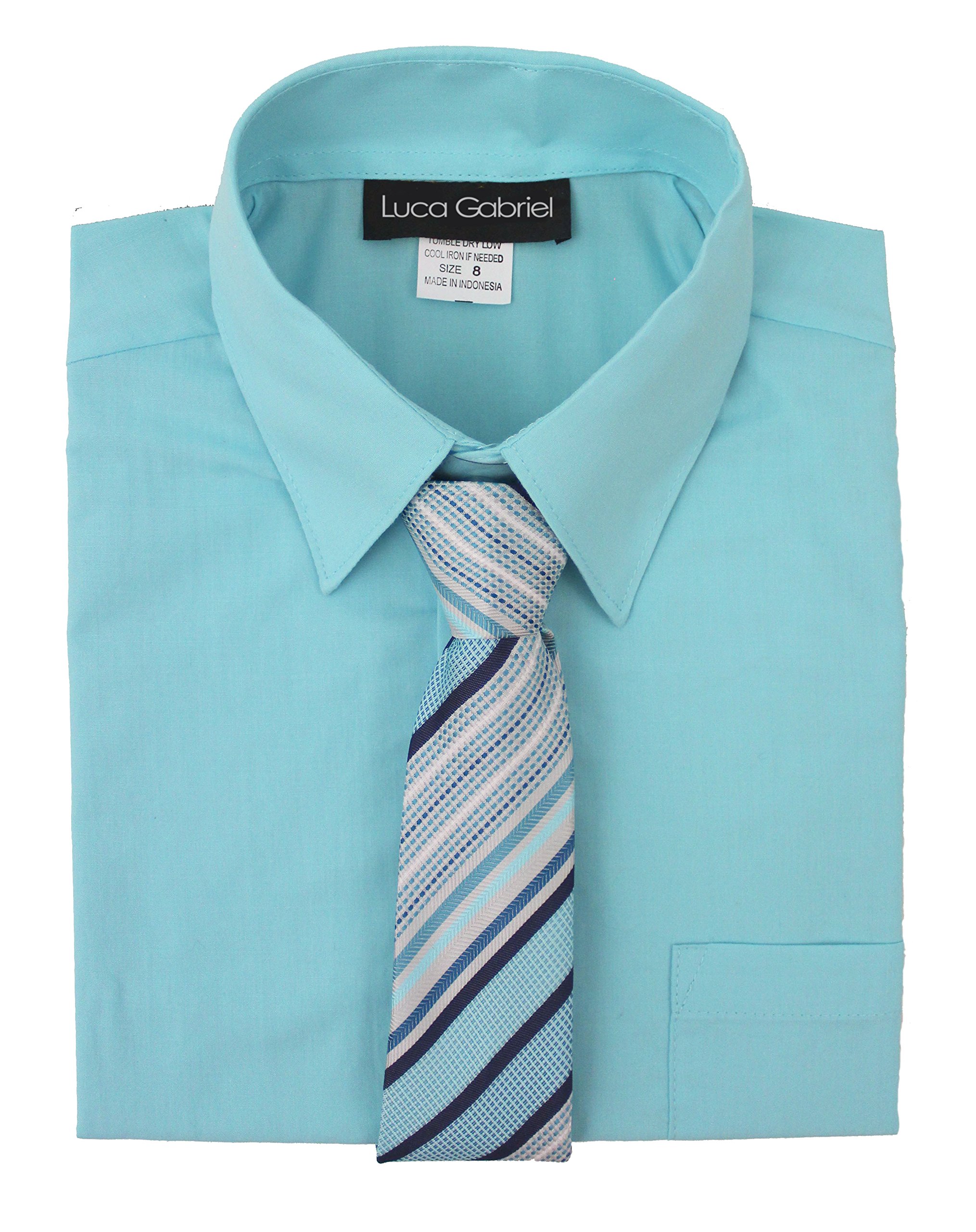 Luca Gabriel Boys' Short Sleeve Formal Dress Shirt with Tie Set - Toddler Button Down Shirt for Weddings, Parties & Special Occasions