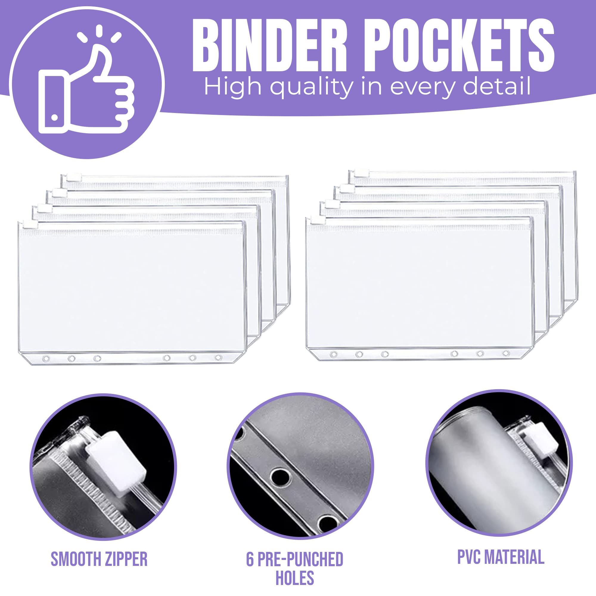 Budget Binder with Zipper Envelopes | Money Organizer for Cash System | Purple Financial Planner for Saving & Budgeting - Perfect for Home Finance, Dave Ramsey Envelope Method, and Personal Money Management