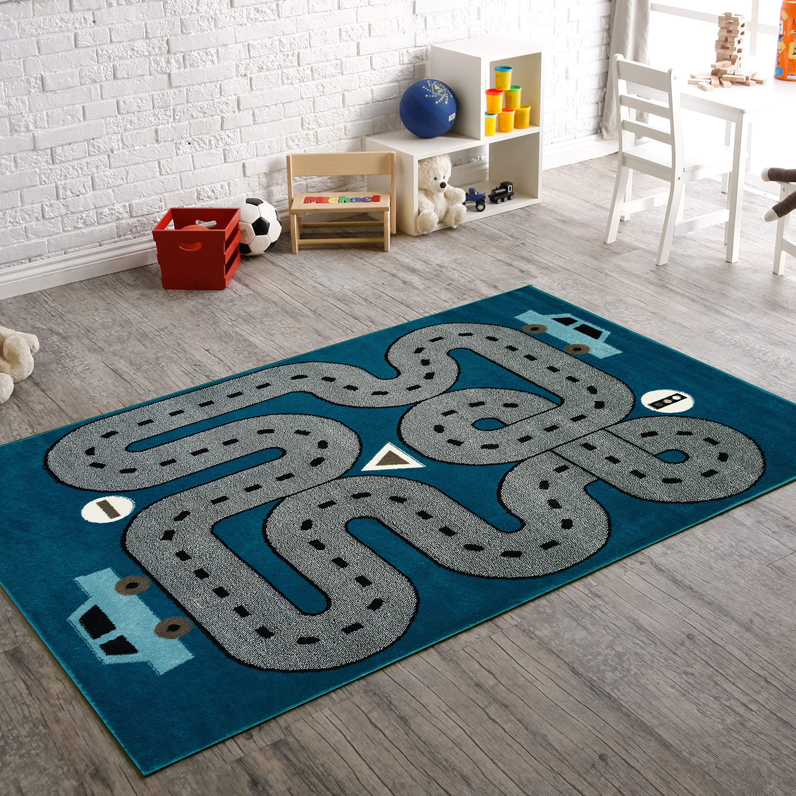 LR Home Whimsical 5' x 7' Light Blue Area Rug - Perfect for Living Room, Bedroom & Nursery Decor