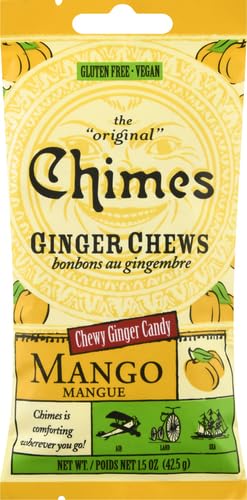 Organic Ginger Chews Candy - Mango Flavor, 1.5oz Pack | Natural Digestive Aid & Motion Sickness Relief | Perfect for Travel, Nausea Relief & Healthy Snacking