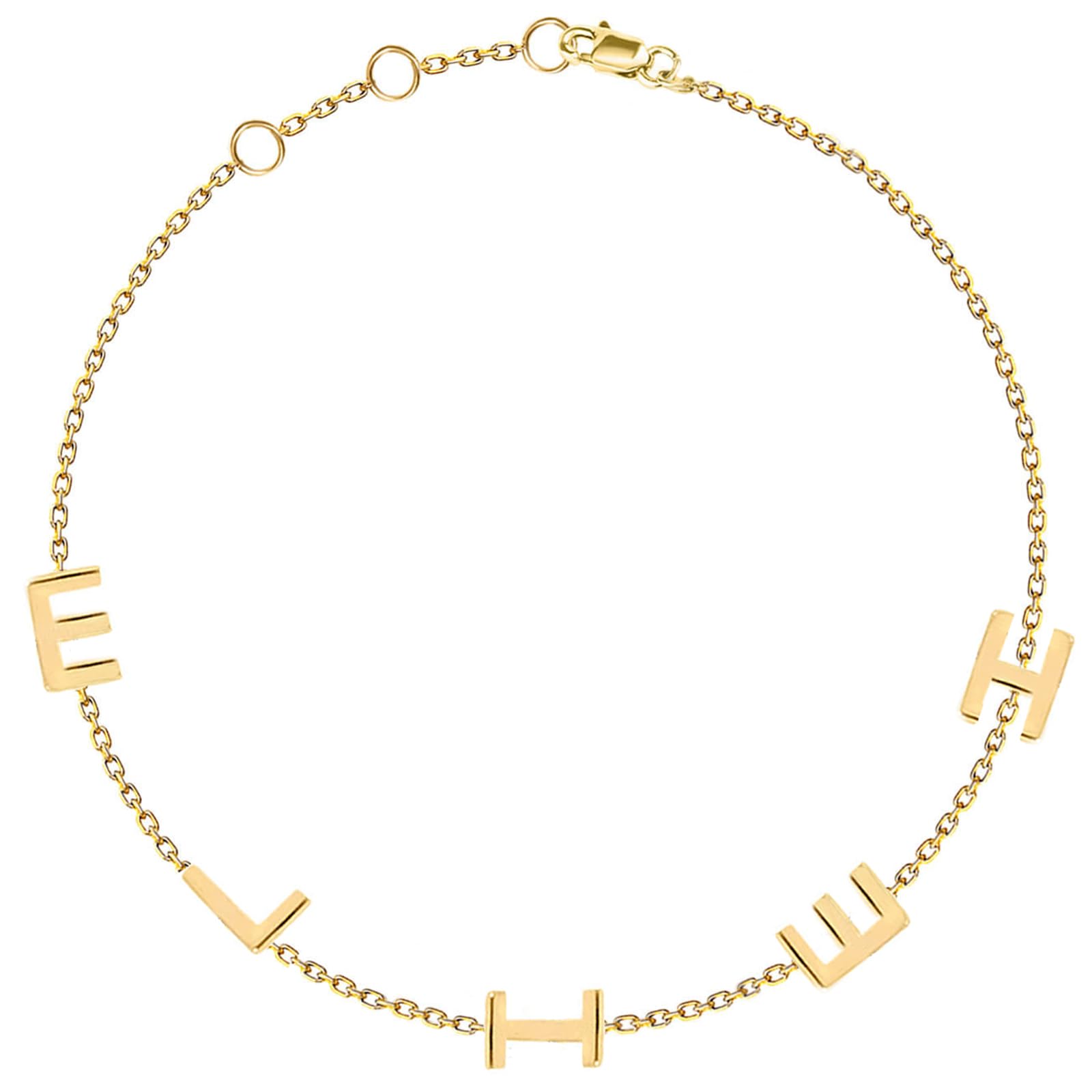 14k Gold Personalized Sideways Initial Letter Bracelet with Solitaire Diamond - Custom Name Jewelry for Women - Perfect Gift for Birthday, Wedding, Christmas, Engagement & Anniversary - Everyday Wear & Special Occasions