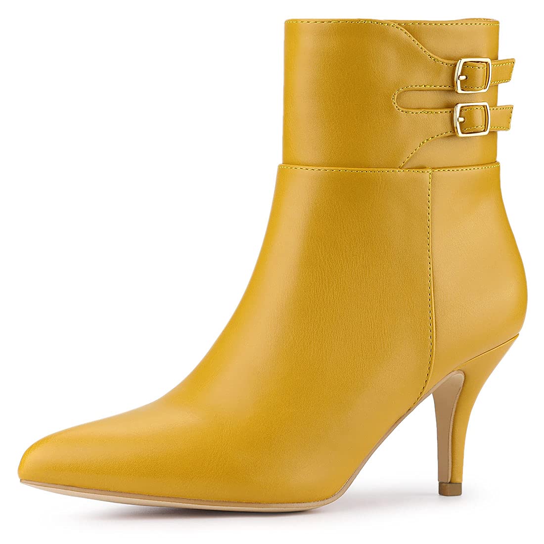 Allegra K Women's Pointed Toe Buckle Stiletto Heel Ankle Boots - Stylish Dress Shoes for Office, Party & Night Out