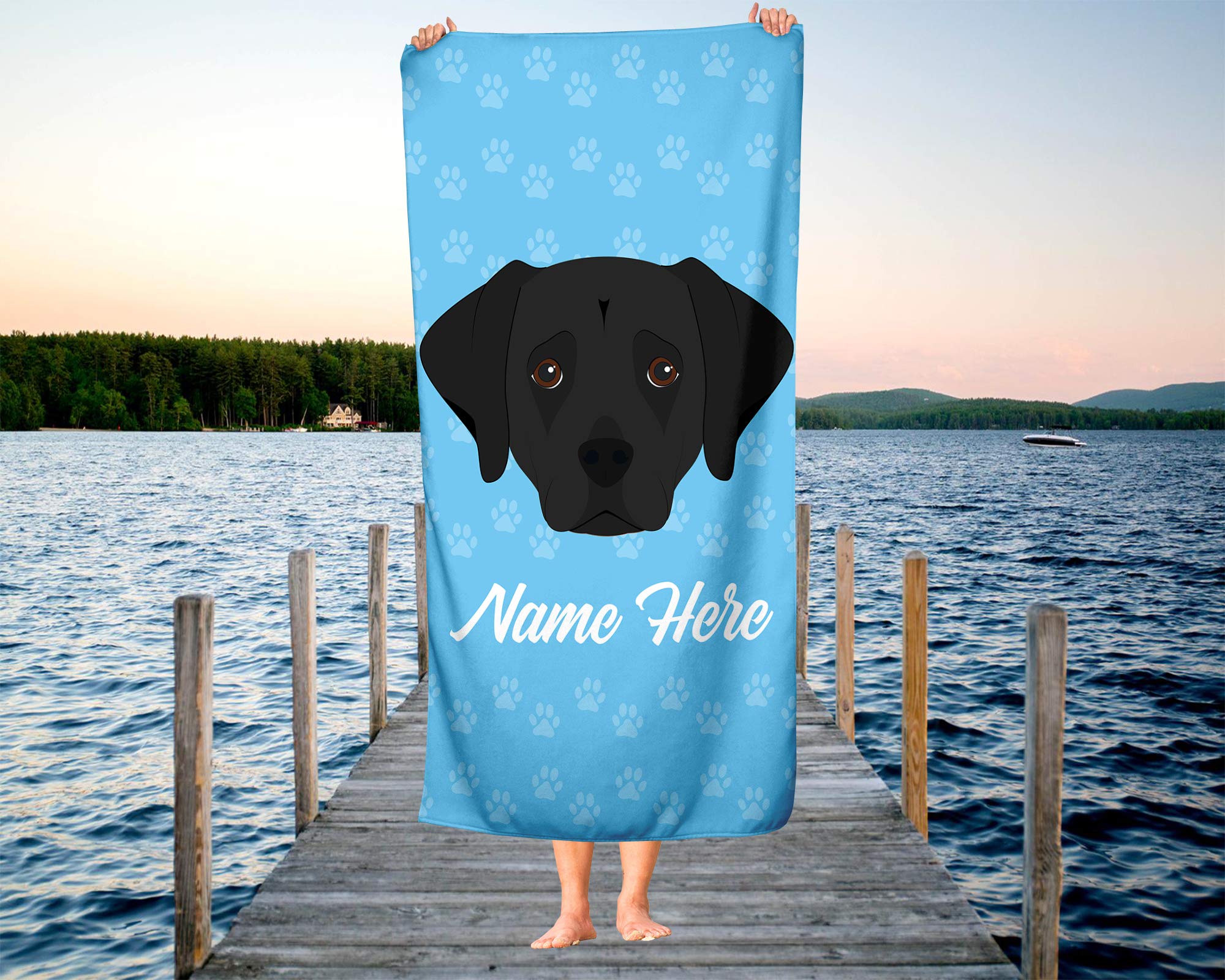 Custom Black Lab Beach & Bath Towels - Large & Medium Sizes for Adults & Kids | Personalized Labrador Retriever Dog Towels for Travel, Pool, Gym, Spa & Home Use