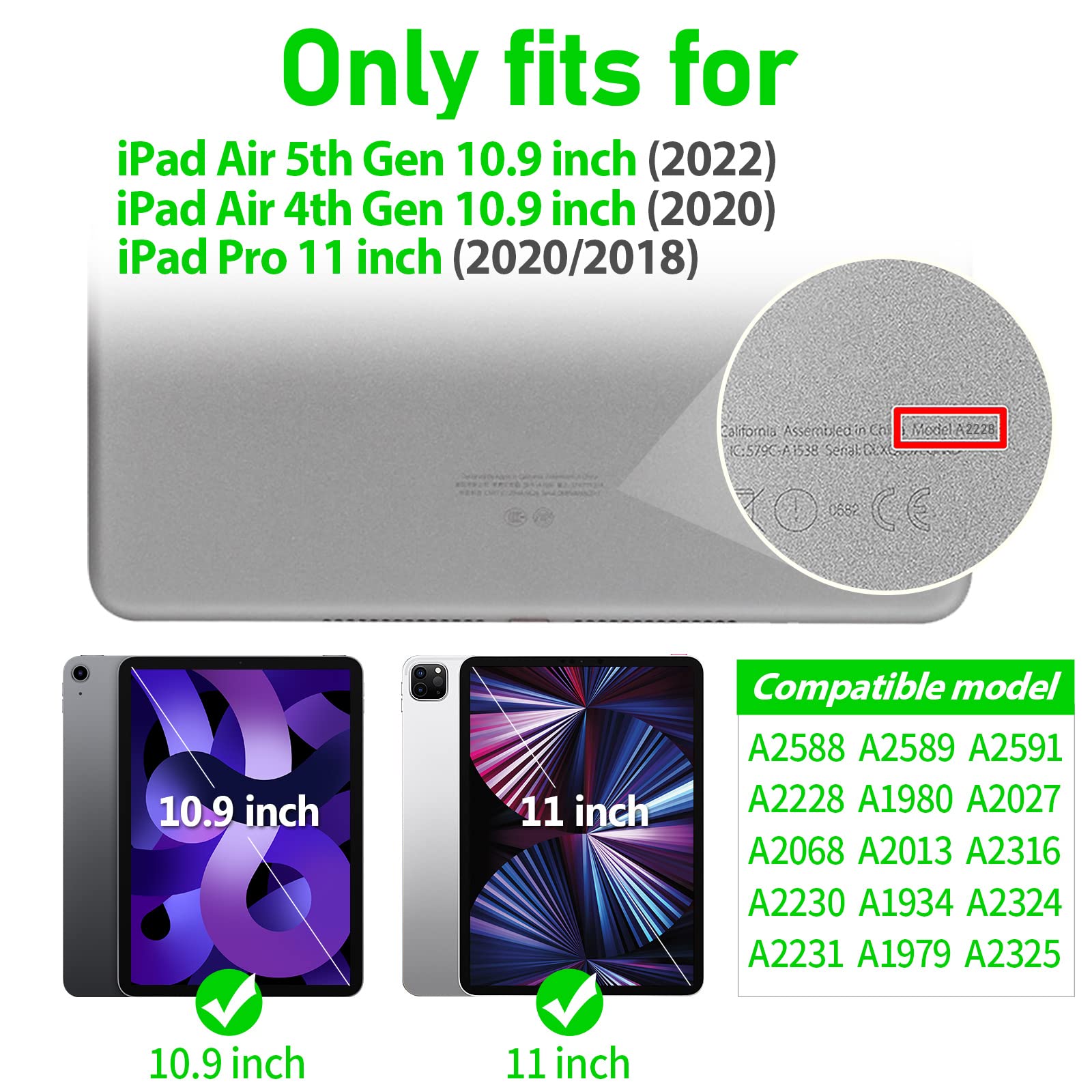 Timecity iPad Air 4/5 Case (10.9 Inch 2020/2022 Model) - Protective Cover with Screen Protector, Swivel Kickstand, Hand Strap & Pencil Holder - Perfect for Work, Travel & School (Green)