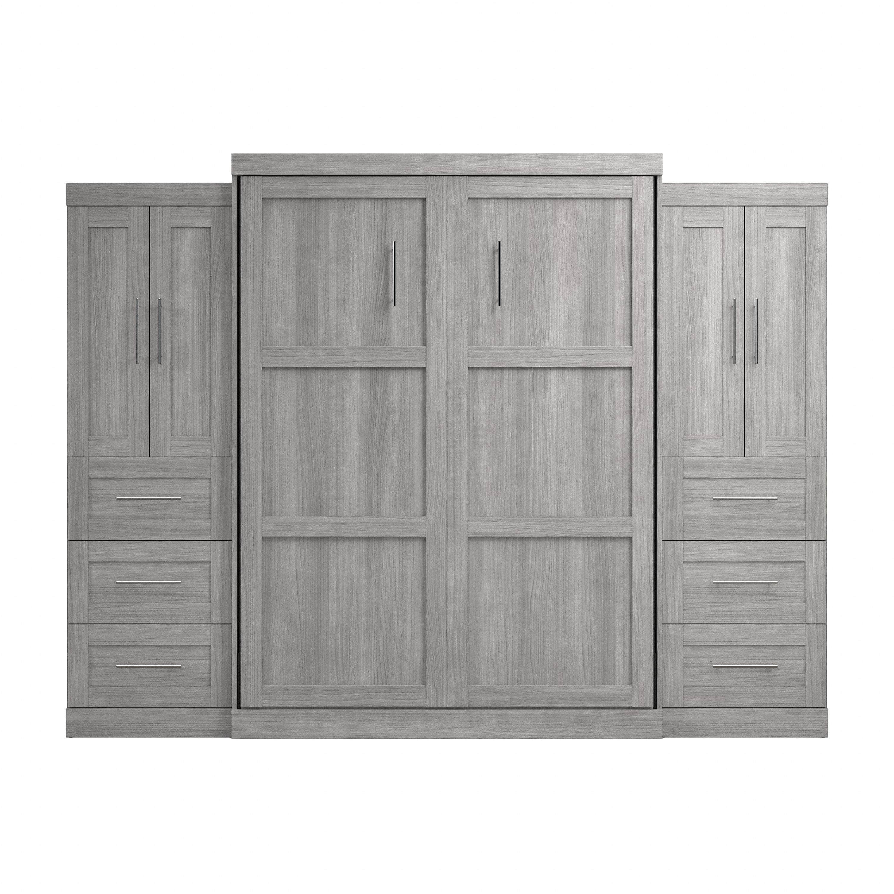 Pur Queen Murphy Wall Bed with Closet Storage Cabinets (115W) - 7 Color Options - Space-Saving Solution for Small Apartments, Guest Rooms & Home Offices
