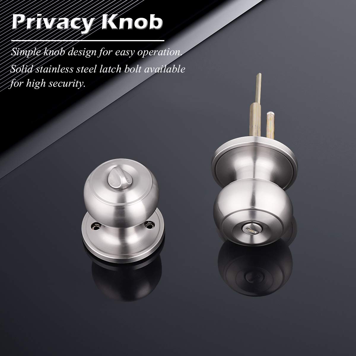 Gobrico 13 Pack Satin Nickel Keyless Privacy Door Knobs - Interior Bedroom & Bathroom Door Handlesets for Home Security & Privacy | Perfect for Residential Homes, Apartments, and Dorms