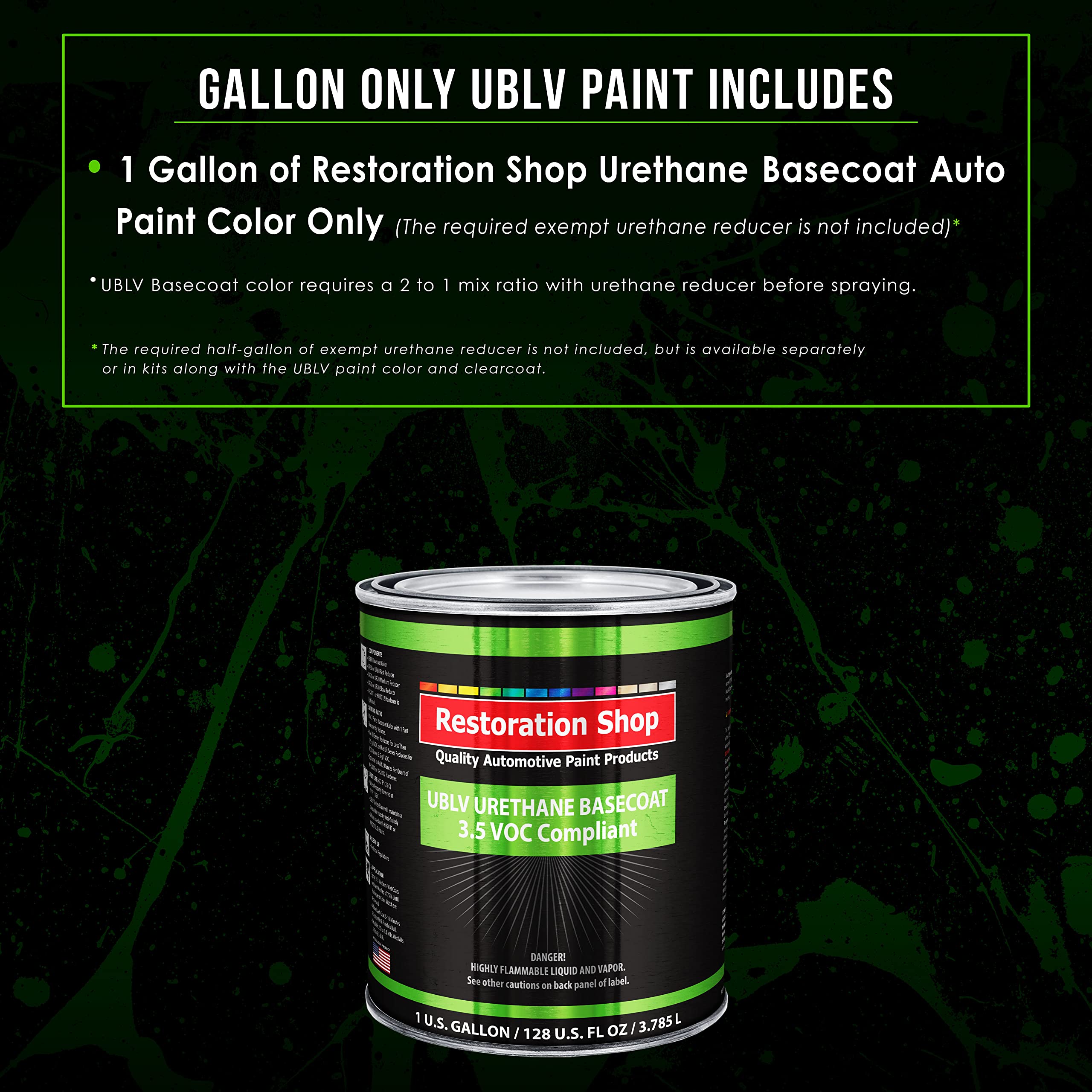 Restoration Shop - Firemist Green Low VOC Urethane Basecoat Auto Paint (1 Gallon) - Professional High Gloss Automotive Refinish Coating for Cars & Trucks - Perfect for DIY Projects & Professional Auto Body Repair