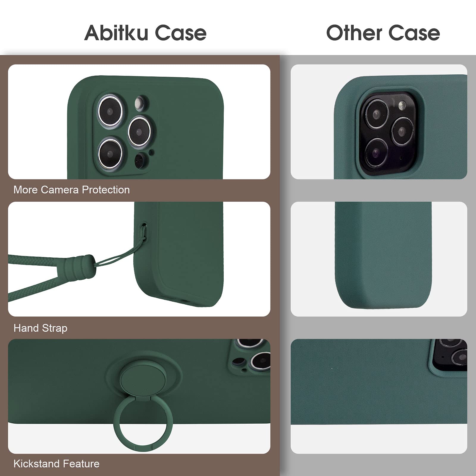 ABITKU iPhone 12 Pro Max Case (6.7-inch 2020) - Premium Silicone Cover with 360° Ring Kickstand & Car Mount Support, Soft Microfiber Lining - Army Green | Perfect for Work, Travel & Daily Protection