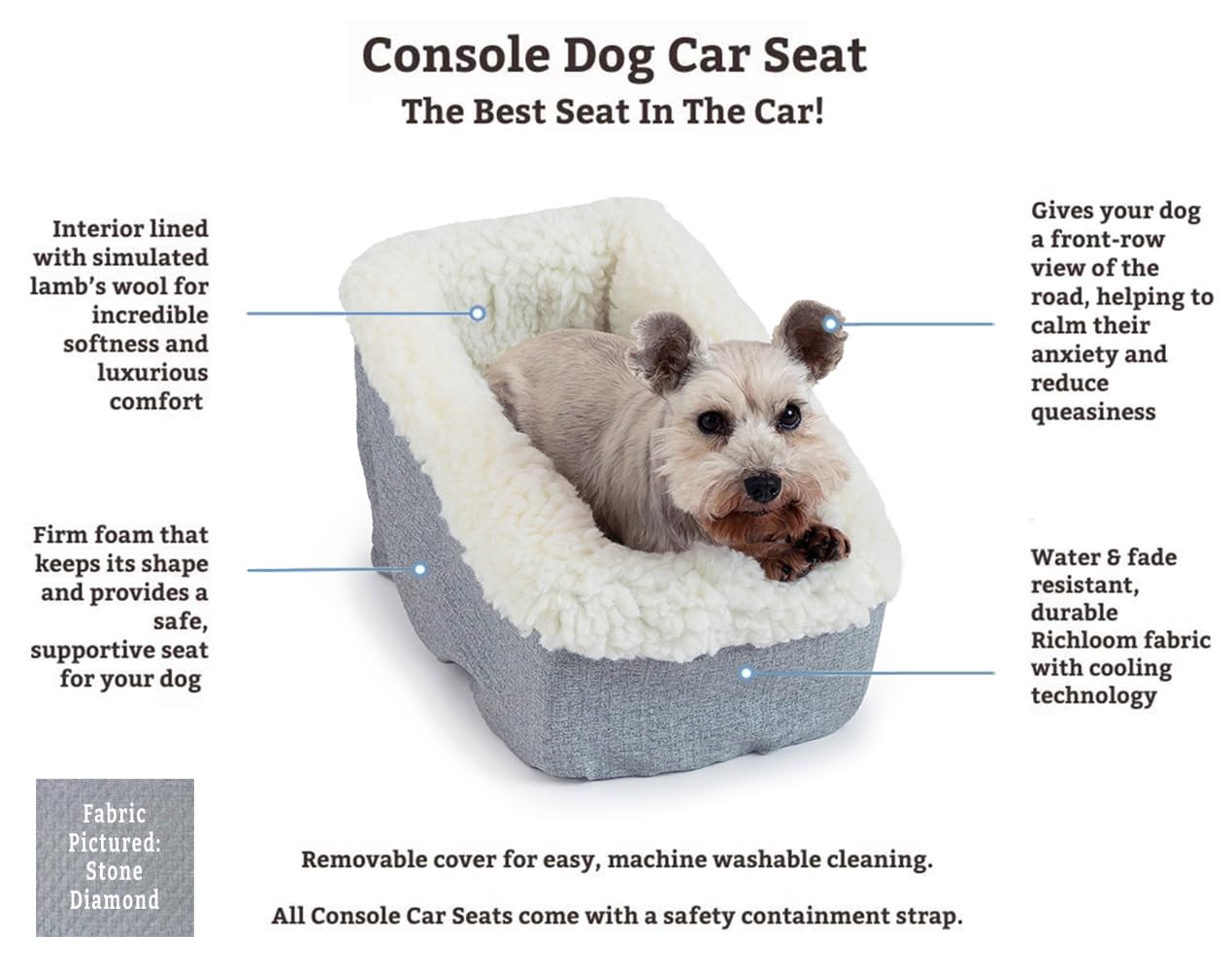 **Snoozer Small Dog Car Seat for Travel - Pet Carrier Bed for Dogs Up to 7 lbs, Safe & Calm Travel with Adjustable Harness Strap, Machine Washable Black Diamond Cover - Perfect for Road Trips & Vet Visits**