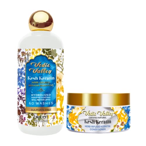 Vedic Valley Hair Care Combo - Kesh Keratin Shampoo (300ml) & Conditioner (250g) for Healthy, Strong Hair | Ayurvedic Treatment for Dry, Damaged Hair | Perfect for Daily Hair Care Routine
