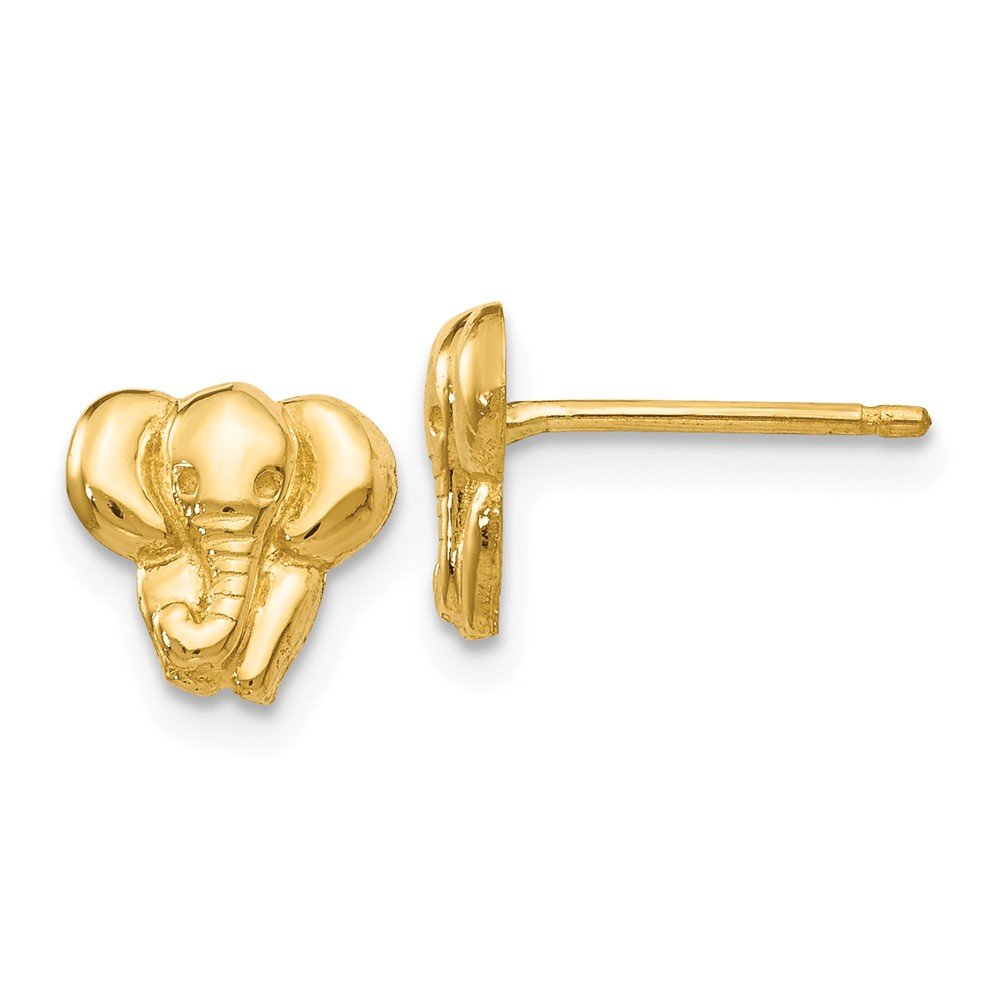 14K Solid Yellow Gold Elephant Stud Earrings - Elegant Animal Jewelry for Women, Perfect for Gifts, Parties & Everyday Wear
