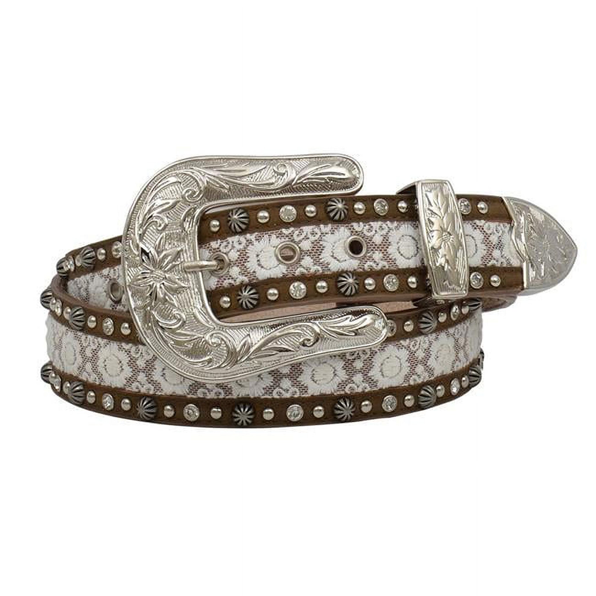 Angel Ranch Women's Lace Inlay Belt - Elegant Waist Cincher for Dresses, Tops & Special Occasions