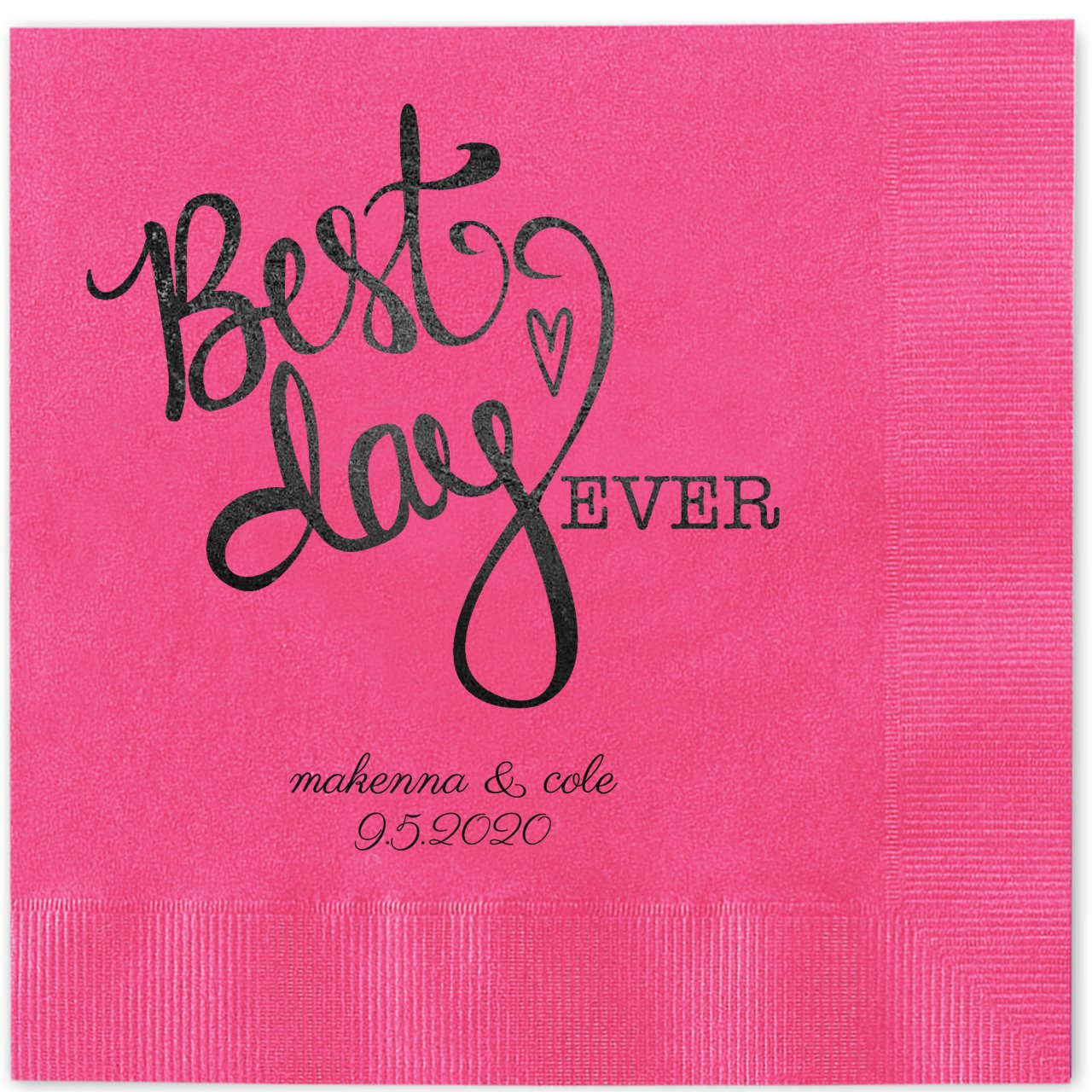 Personalized Luncheon Napkins - 100 Hot Pink 3-Ply Coined Edge Dinner Napkins | Custom Foil Printing | 6.5
