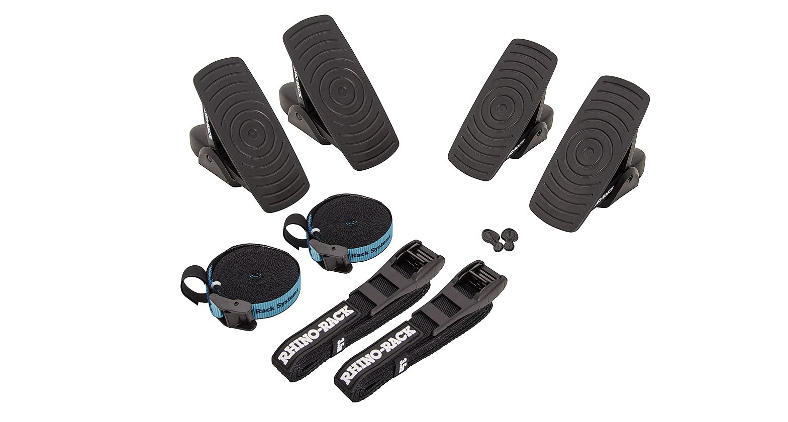 Rhino Rack Nautic 580 Series Kayak and Canoe Roof Rack Carrier - Includes 2 Tie Down Straps & 2 Rapid Straps with Buckle Protector - Perfect for Outdoor Adventures, Water Sports, and Secure Transport