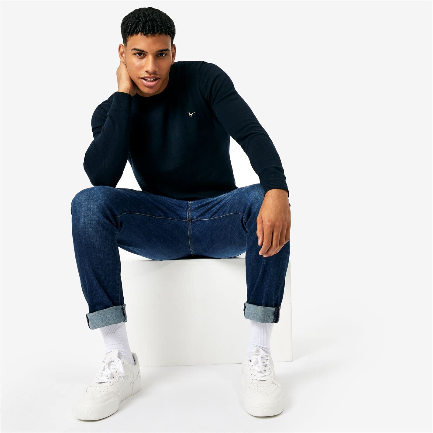 Jack Wills Seabourne Men's Logo Crewneck Sweater - Casual Pullover for Everyday Wear, Office & Weekend Outfits