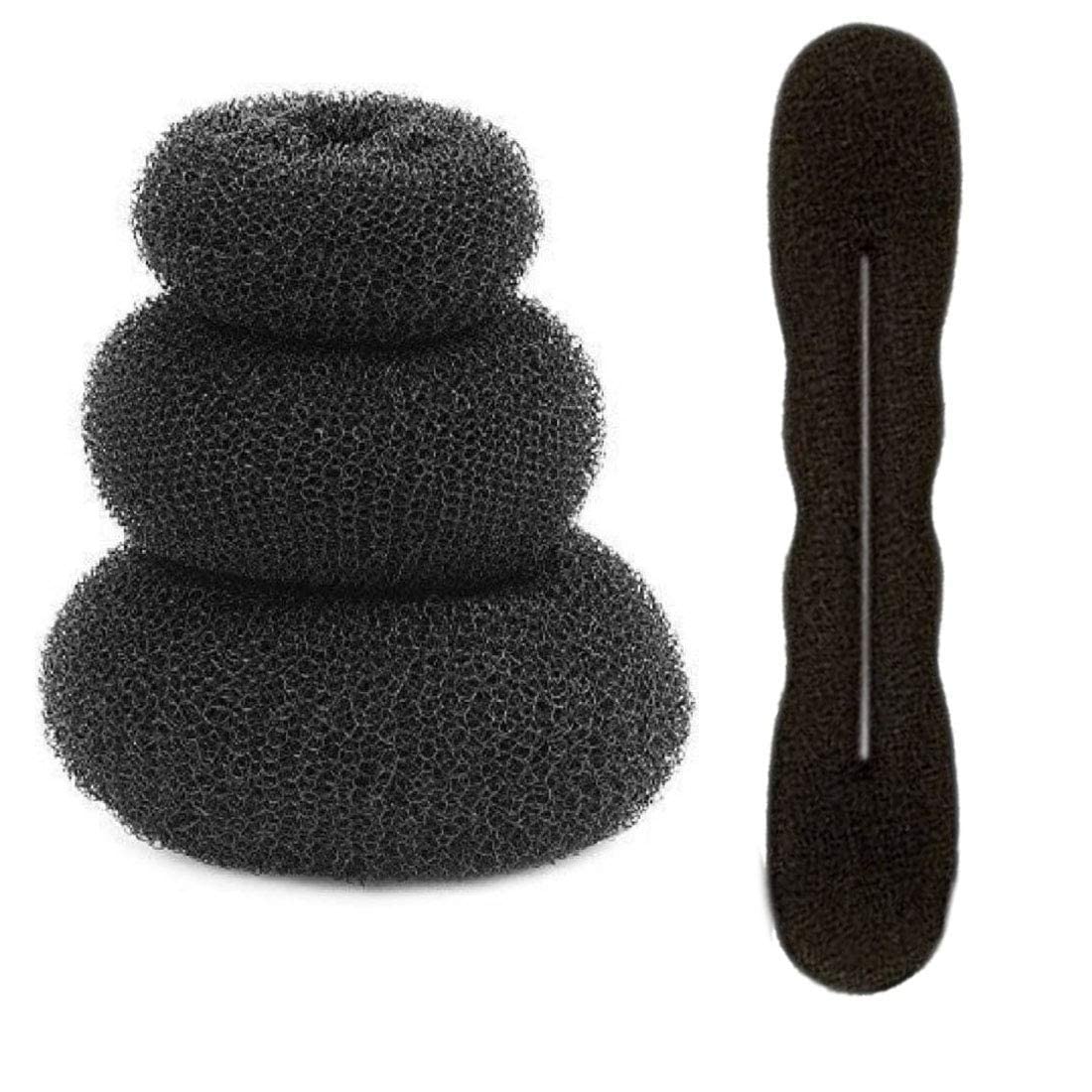Ruchi Women's Hair Accessories Set - 3 Donut Bun Makers + 1 Hair Base for Women & Girls | Perfect for Updos, Ponytails & Everyday Styling