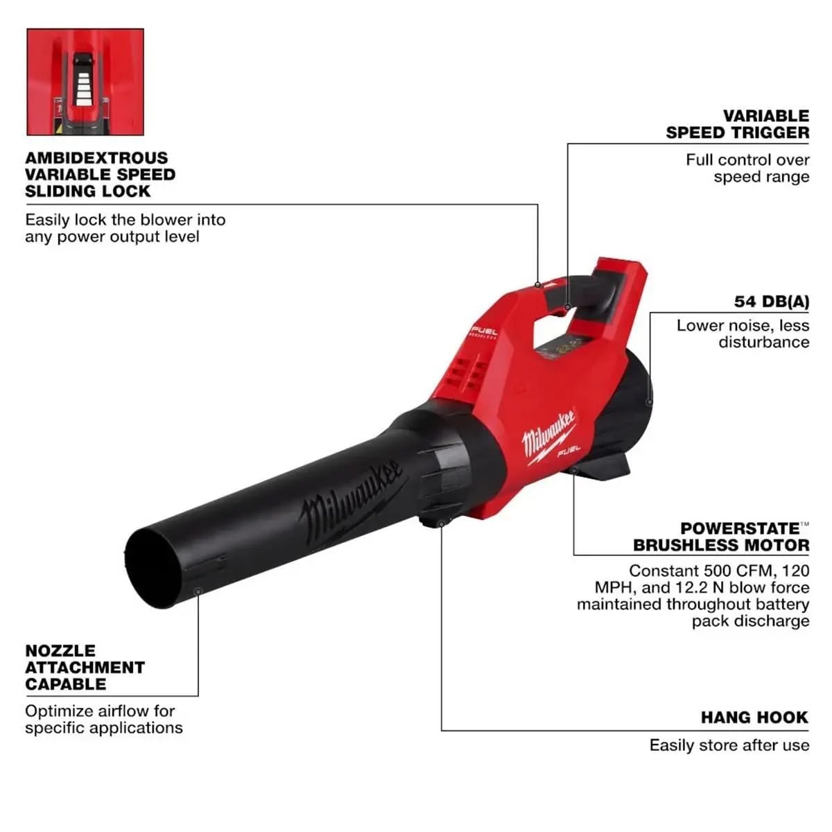 Milwaukee 3017-20 M18 Fuel Cordless Leaf Blower - 450 CFM, Battery Not Included - Perfect for Yard Cleanup, Leaf Removal & Outdoor Maintenance