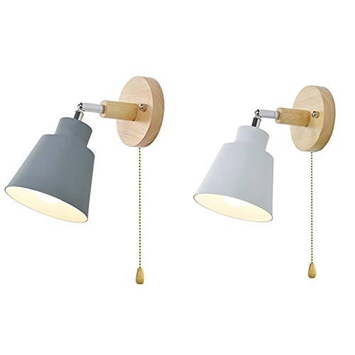 Nordic Wooden Wall Lamp - Modern Rotatable Sconce Light with Zip Switch, White Finish | Perfect for Bedroom, Corridor & Living Room Lighting Decor