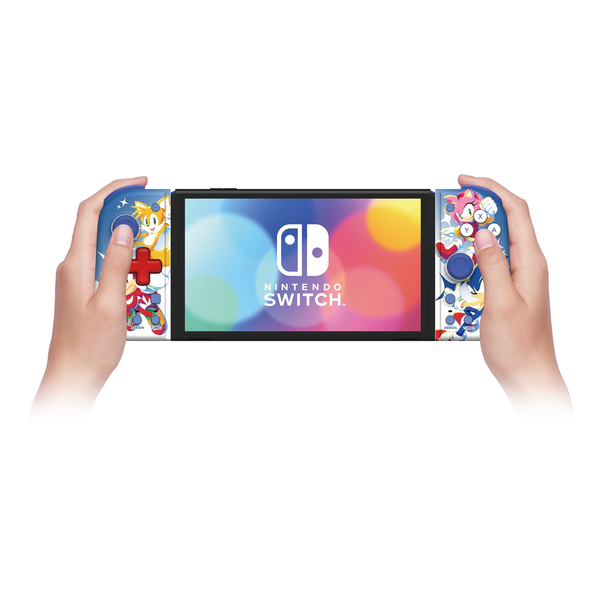 HORI Split Pad Compact (Sonic) Portable Controller for Nintendo Switch & OLED Model - Official Nintendo & Sega Licensed - Perfect for Handheld Gaming On The Go