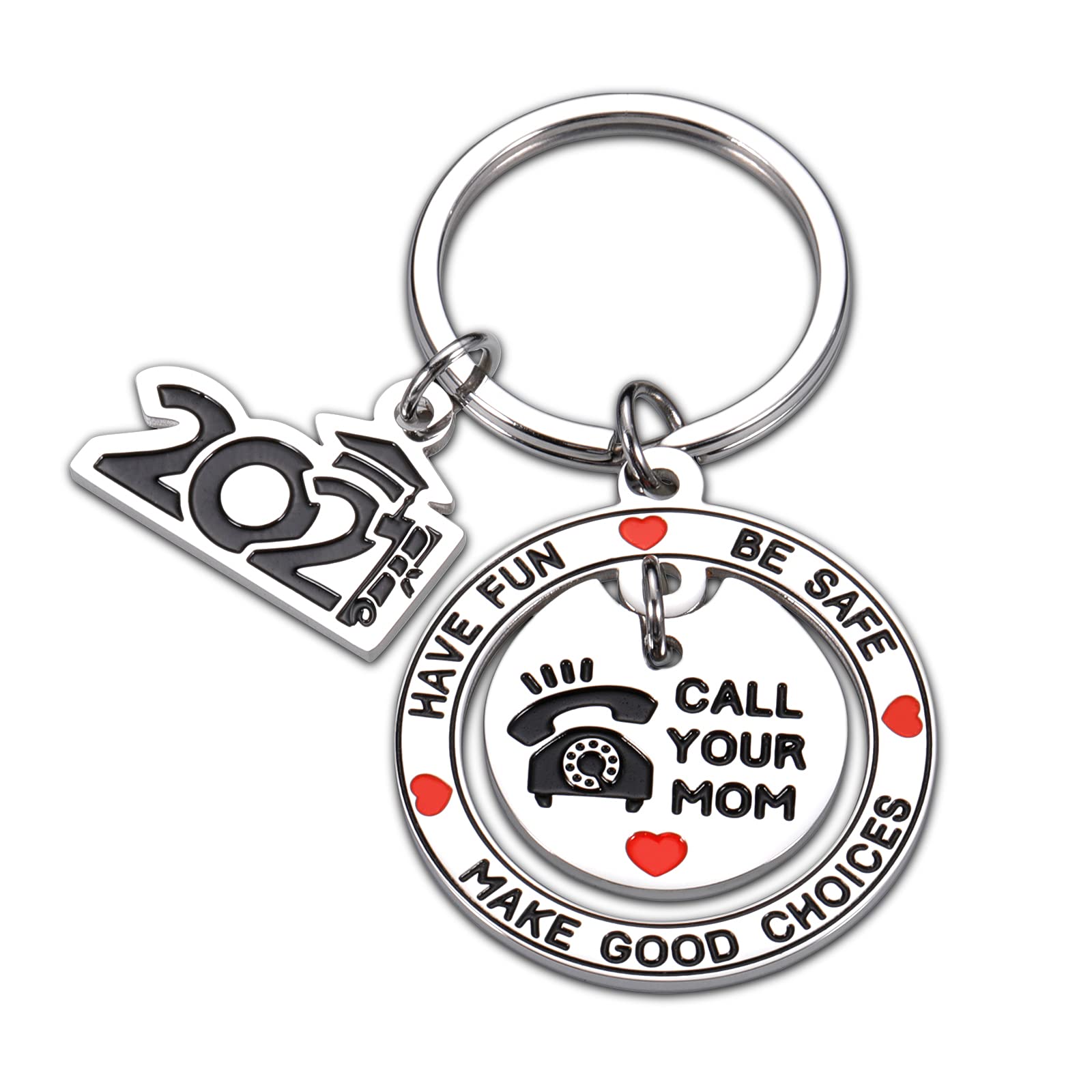 2021 Graduation Keychain - Funny & Inspirational Gifts for Graduates (Men & Women) - 'Have Fun Be Safe Make Good Choices Call Your Mom' - Perfect for High School & College Grads, New Drivers - Great for Graduation Parties & Commencement Gifts
