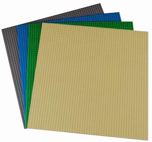 Strictly Briks Lego-Compatible Baseplates 16x16 Inches - 4 Pack (Grey, Blue, Green, Sand) | 100% Compatible with All Major Building Brick Brands | Perfect for DIY Tables, Play Mats & Creative Construction Projects
